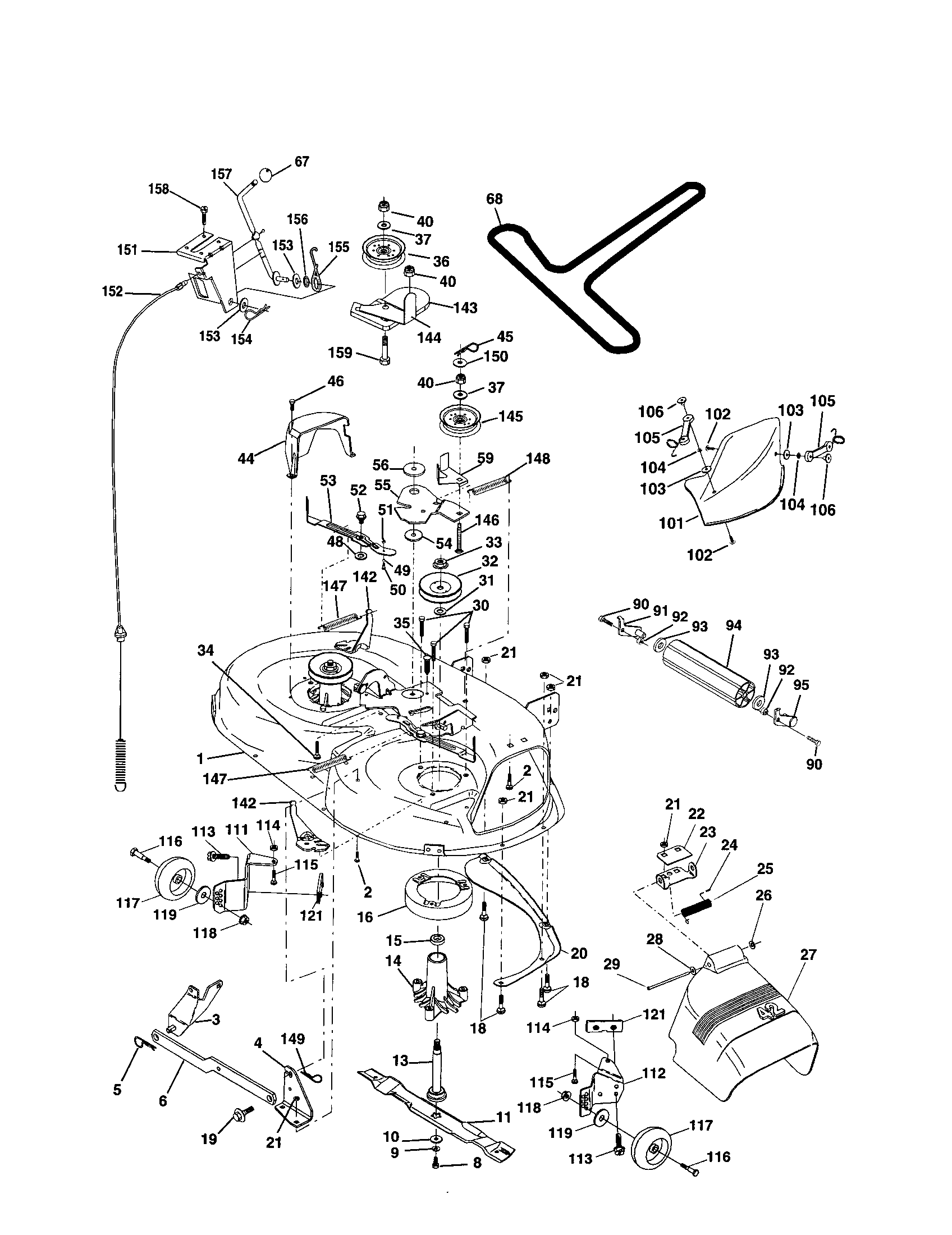 Poulan PR1742STD mower deck diagram