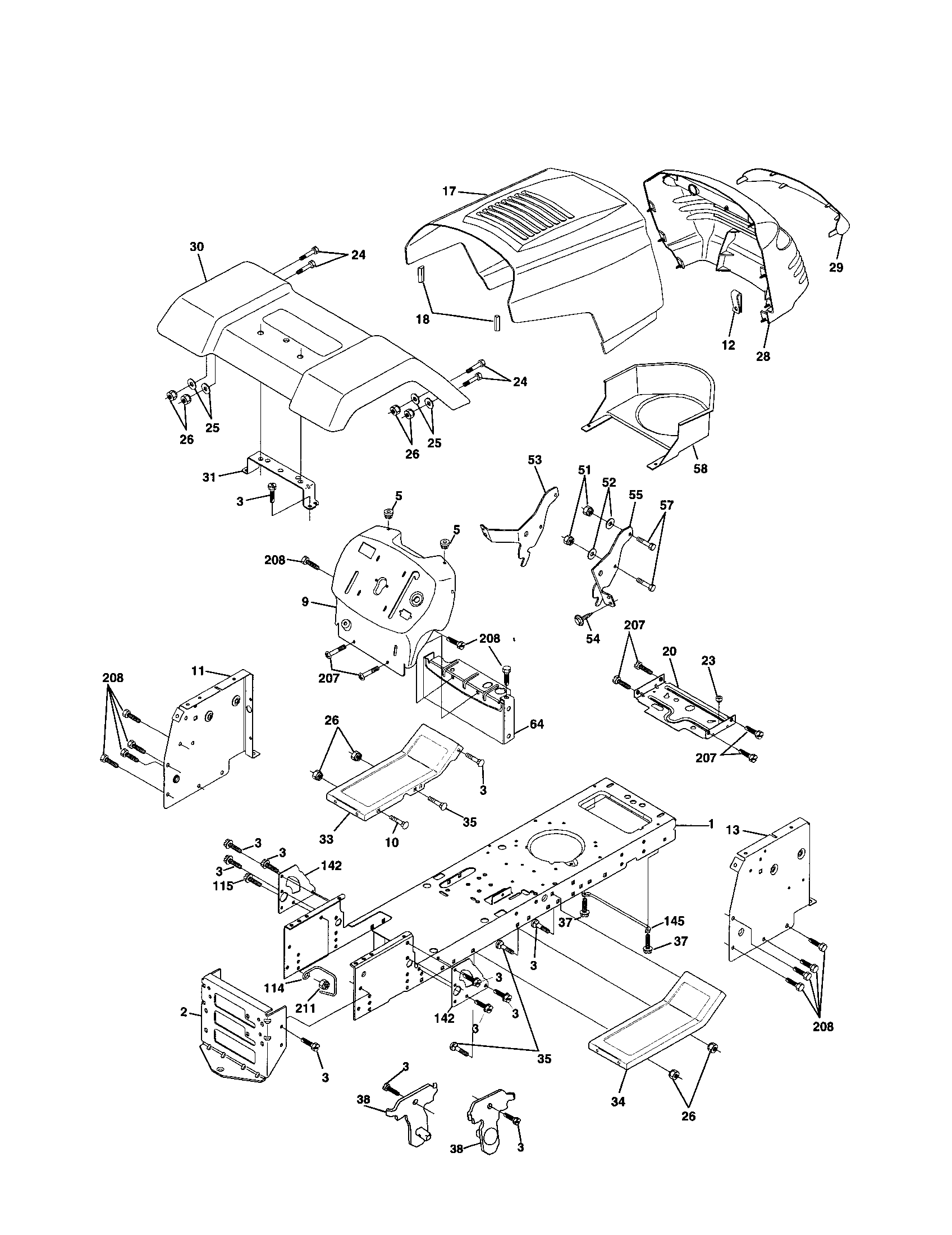 Poulan PPR1742STC chassis and enclosures diagram