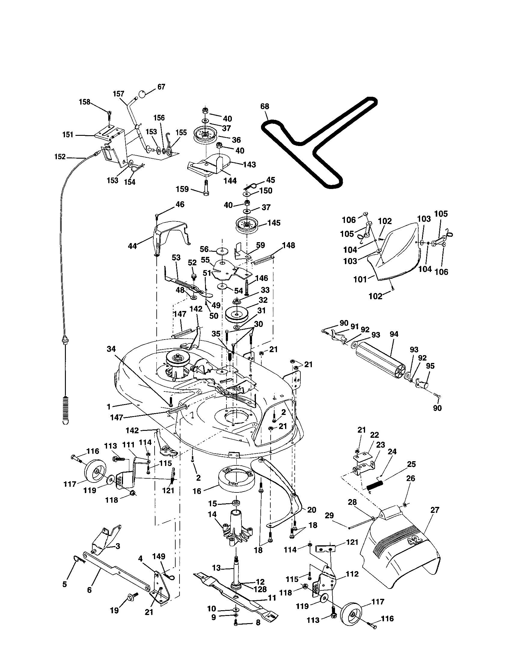 Poulan PPR1742STC mower deck diagram