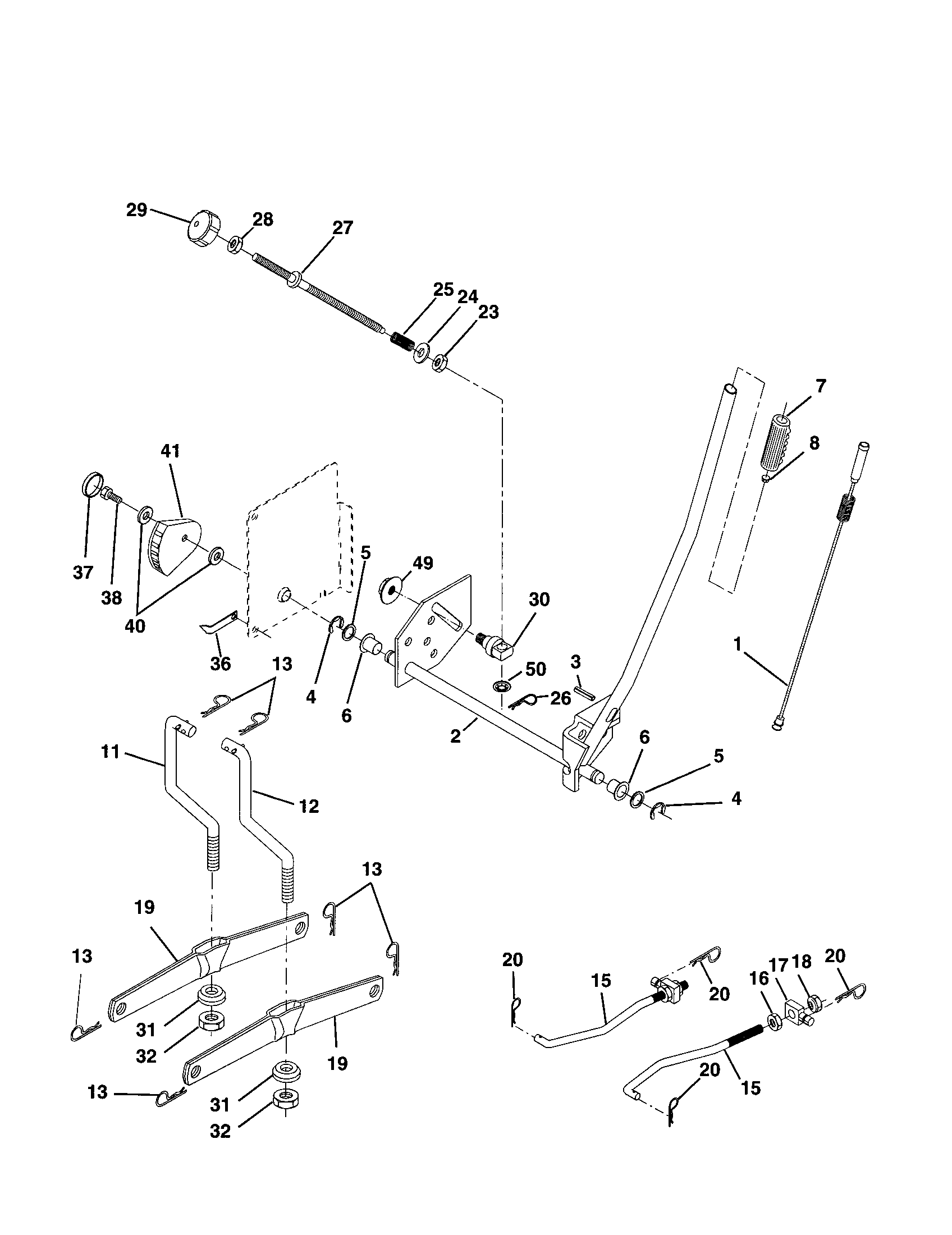 Poulan PPR1742STC mower lift diagram