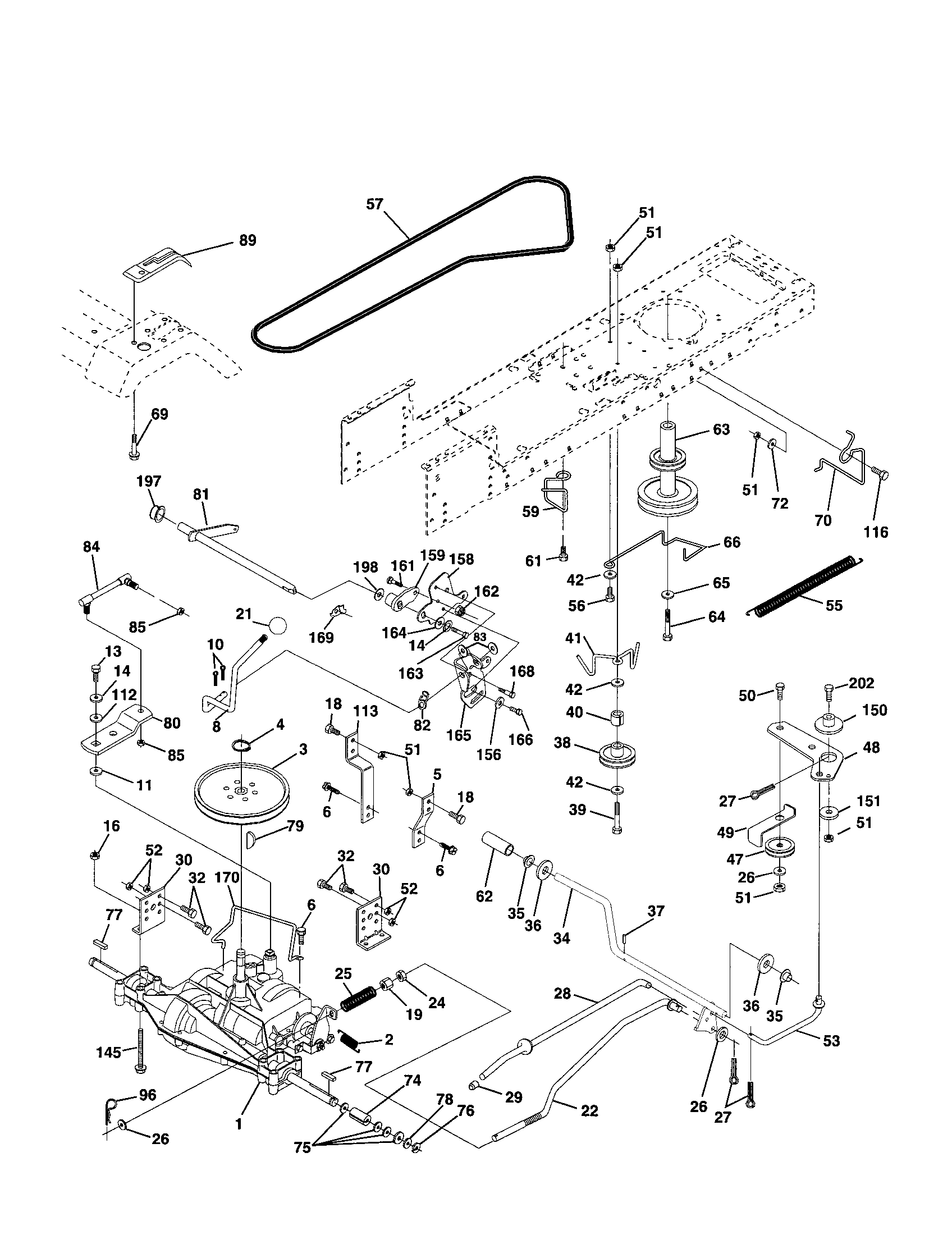 Poulan PR1742STB drive diagram