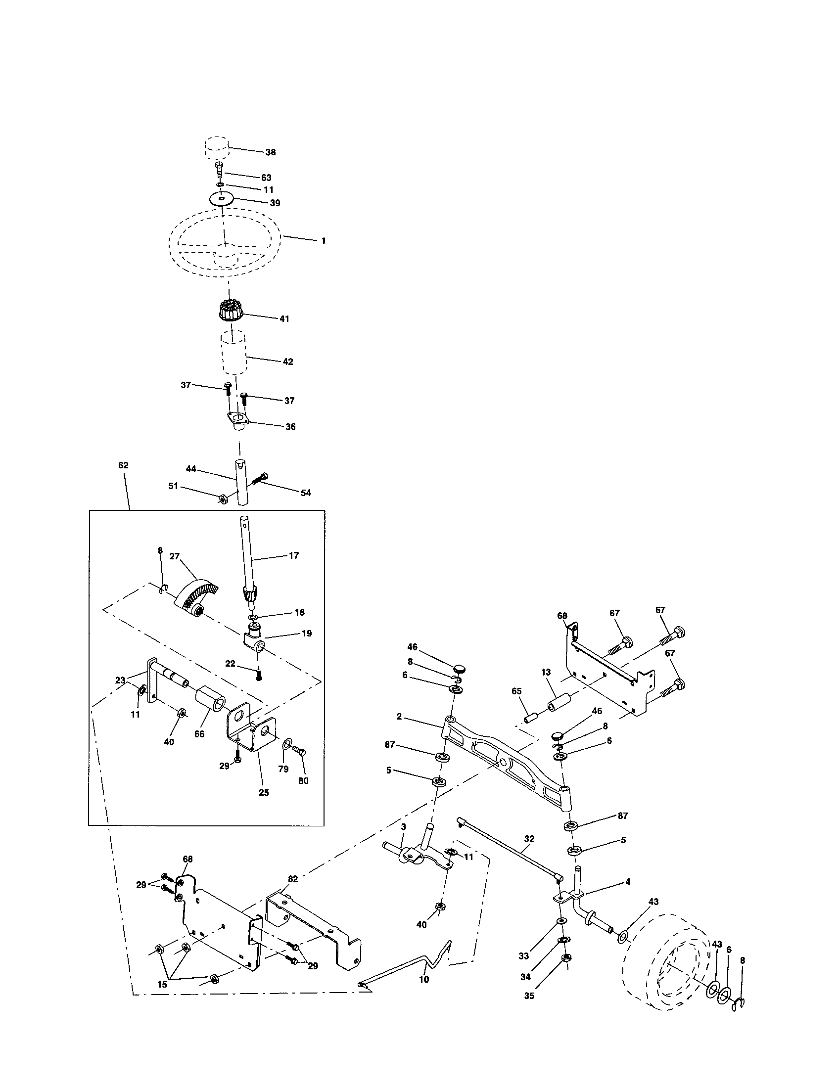 Poulan PR1742STB steering assembly diagram