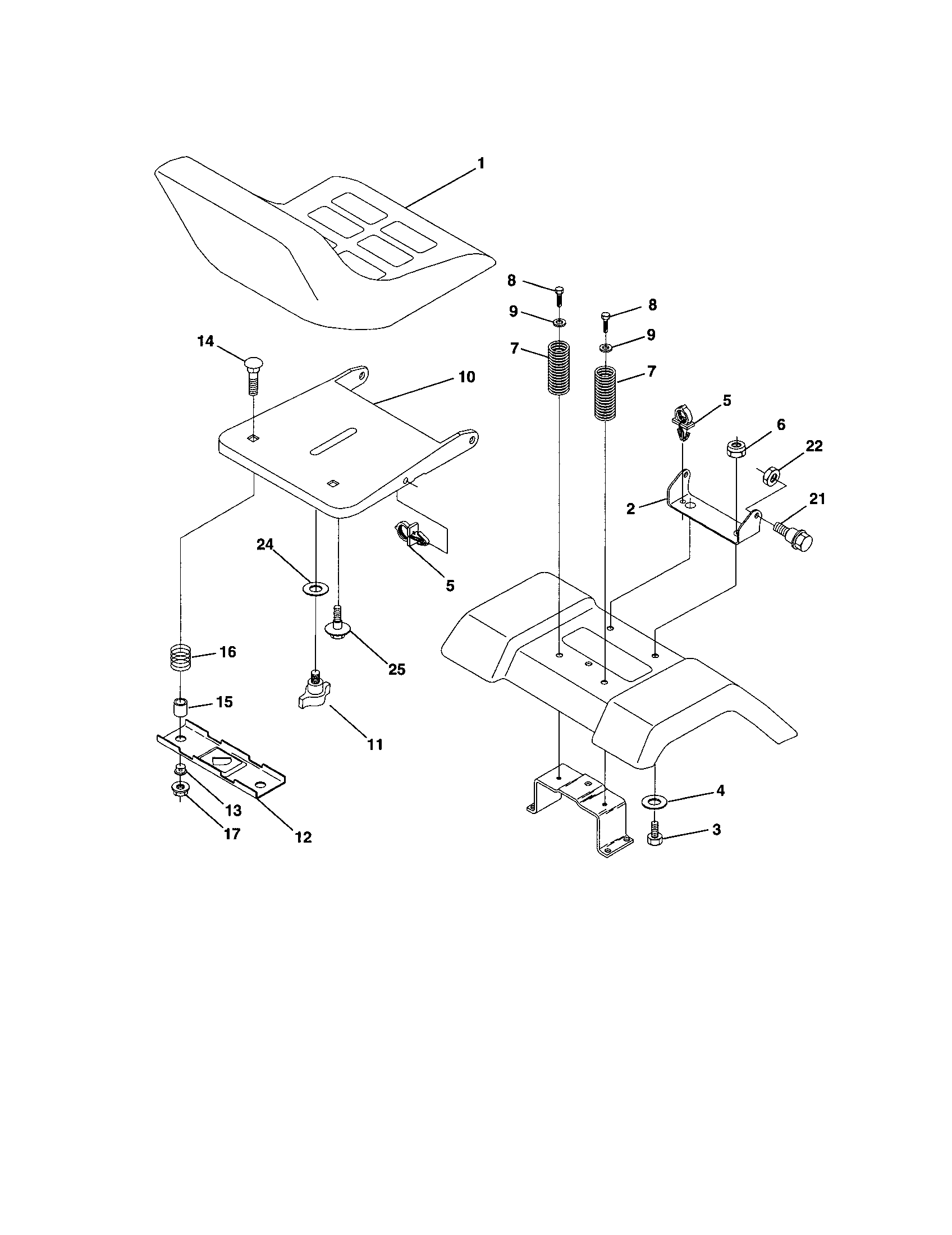 Poulan PR1742STB seat assembly diagram