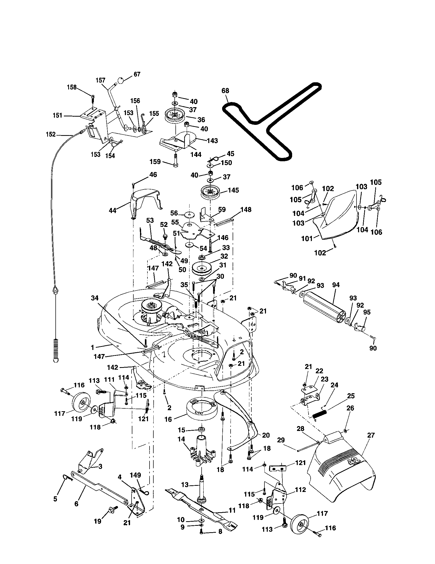 Poulan PR1742STB mower deck diagram