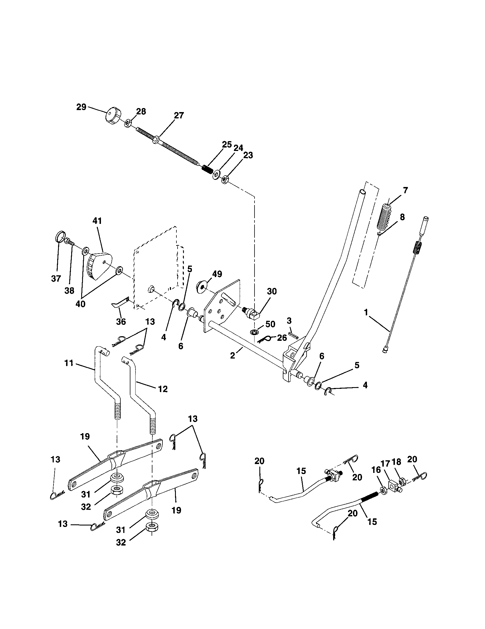 Poulan PR1742STB mower lift diagram