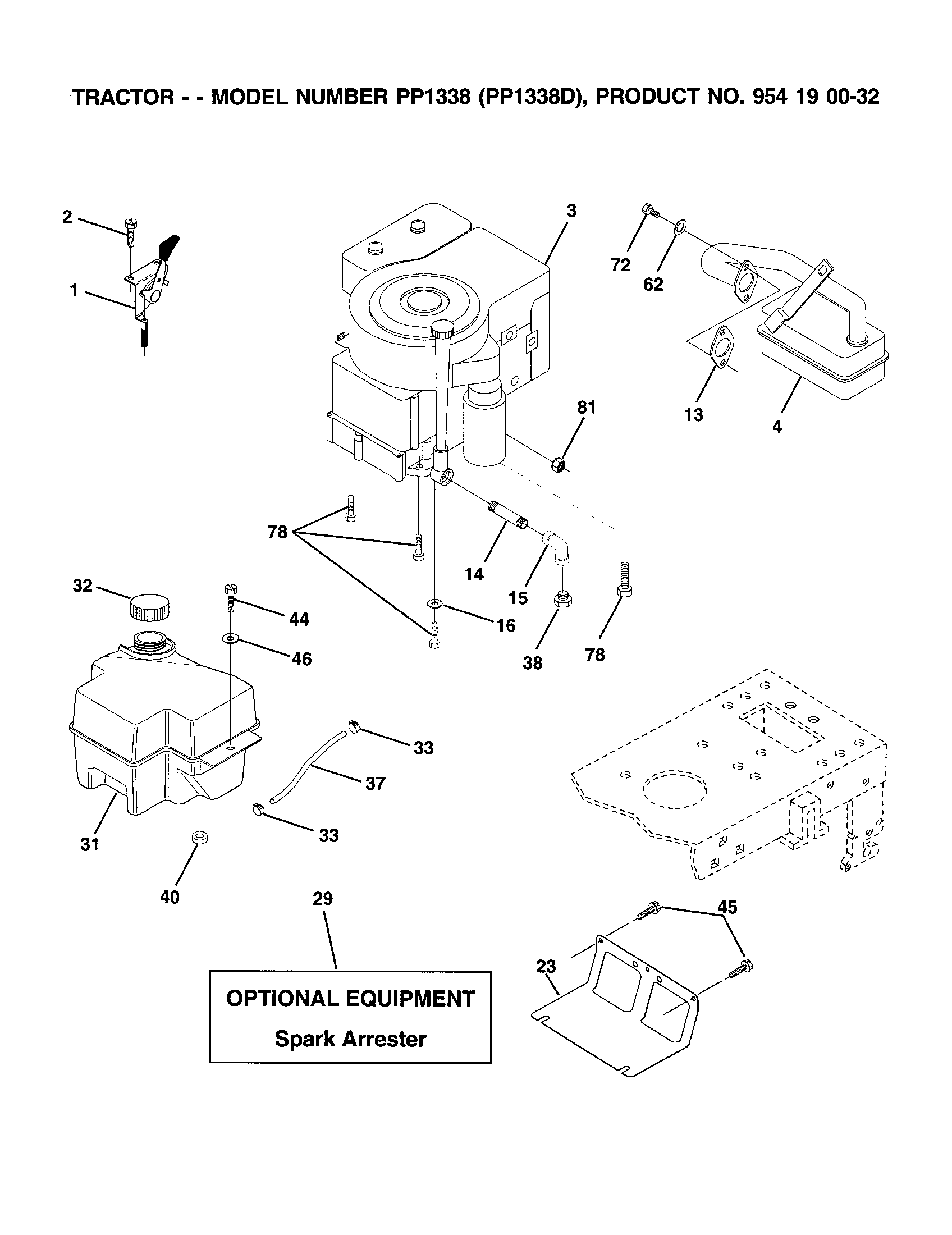 Poulan PP1338D engine diagram