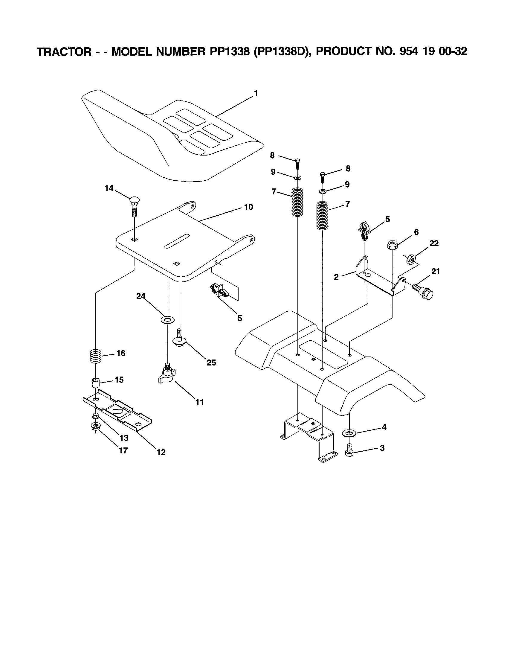 Poulan PP1338D seat assembly diagram