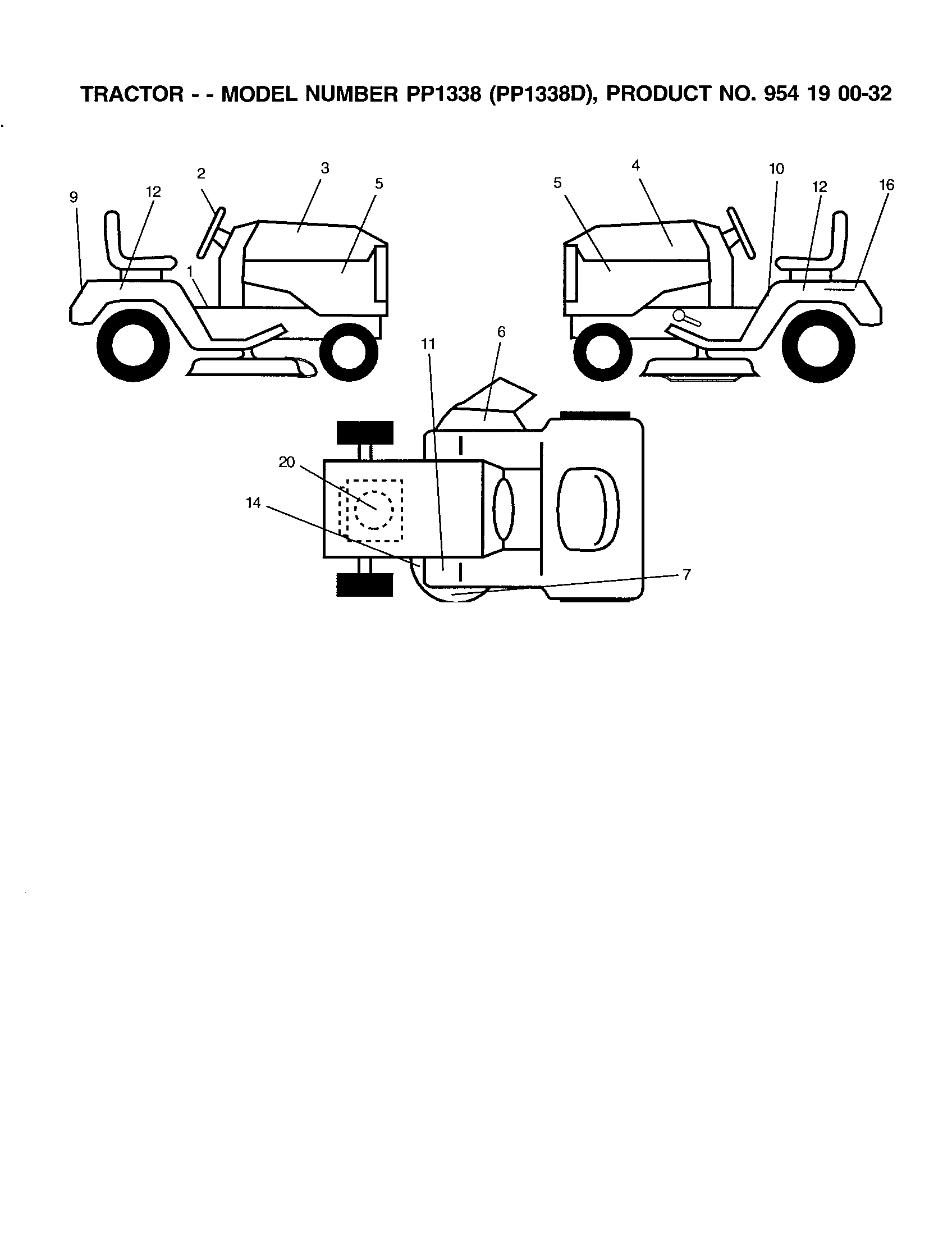 Poulan PP1338D decals diagram