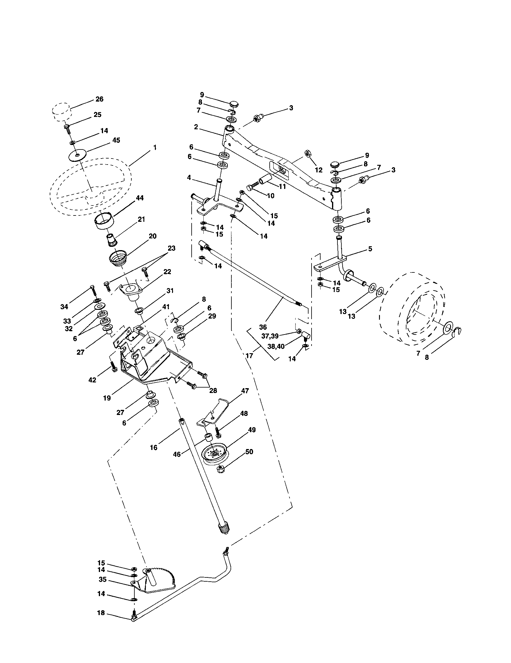 Poulan PRGT22H48A steering assembly diagram