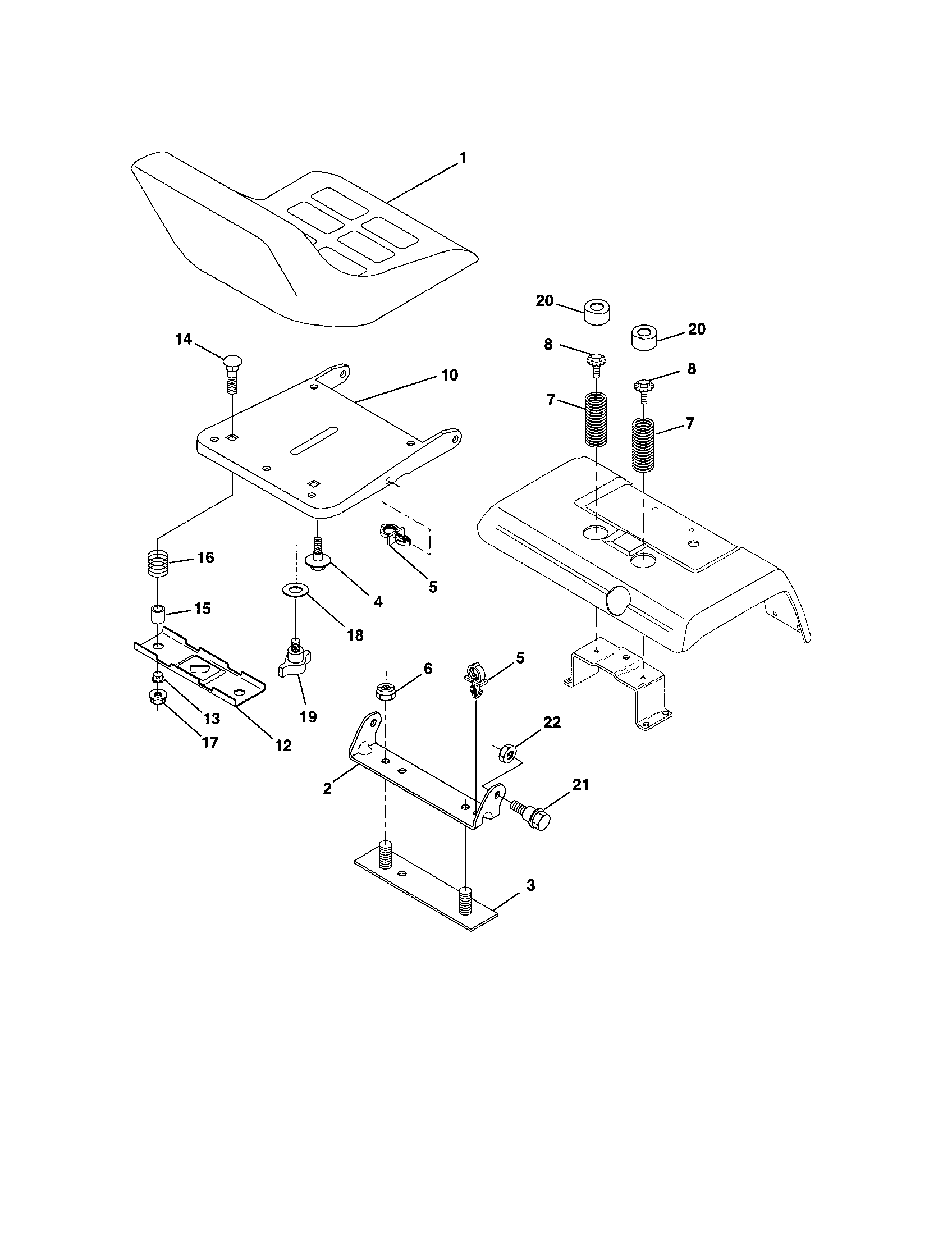 Poulan PRGT22H48A seat assembly diagram
