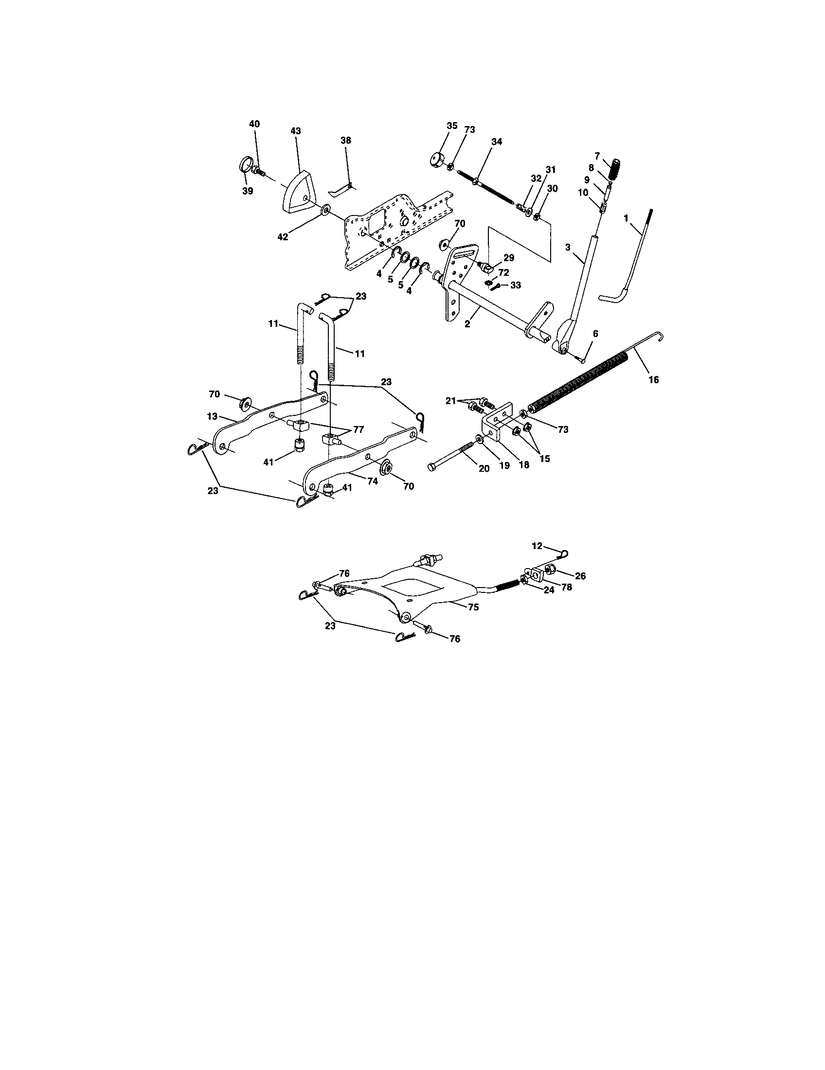 Poulan PRGT22H48A lift assembly diagram