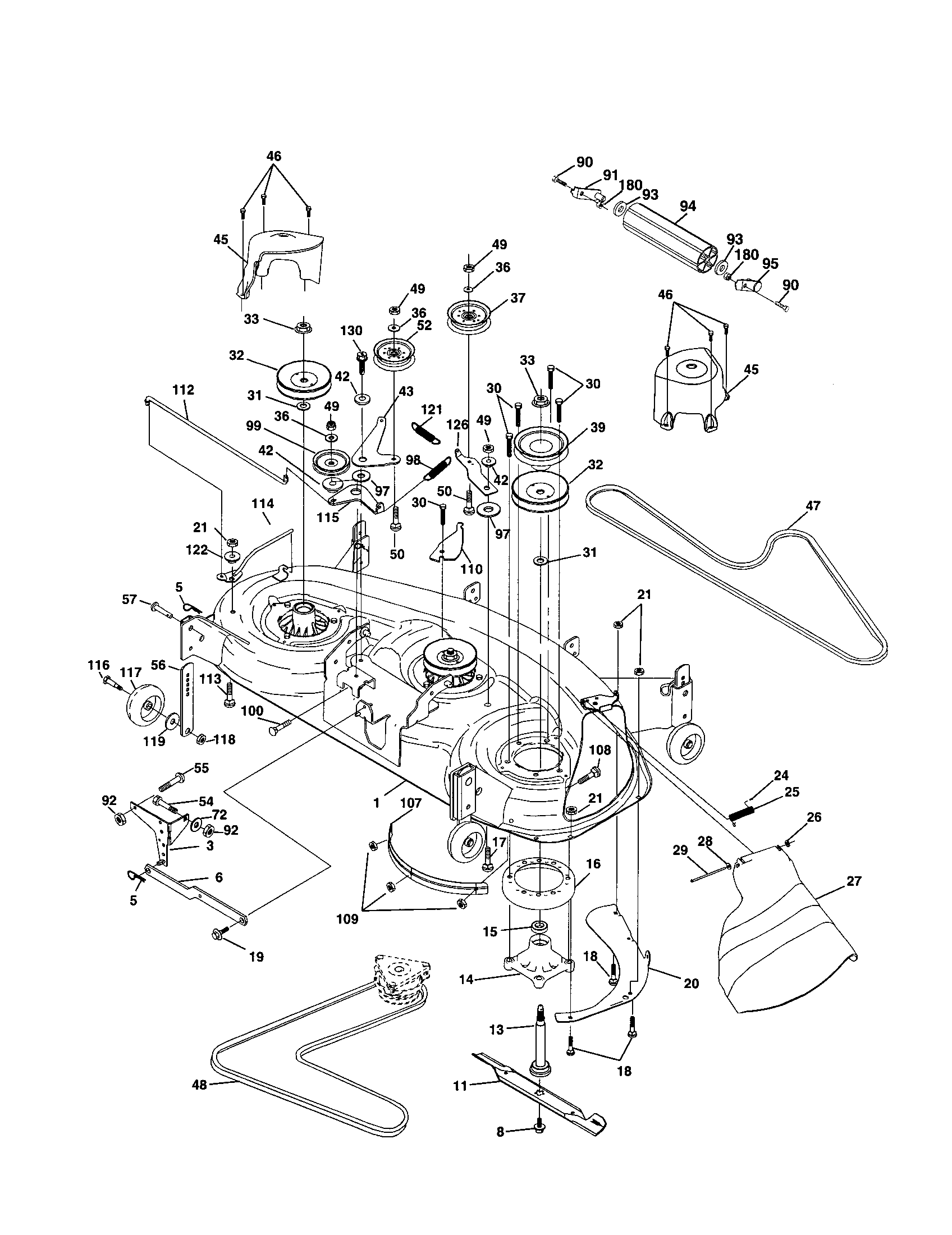 Poulan PRGT22H48A mower deck diagram