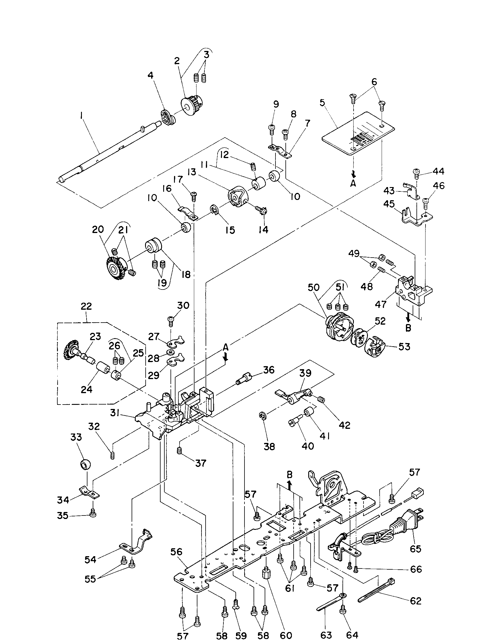 Singer QUANTUM XL-1 hook/hook driving shaft components diagram