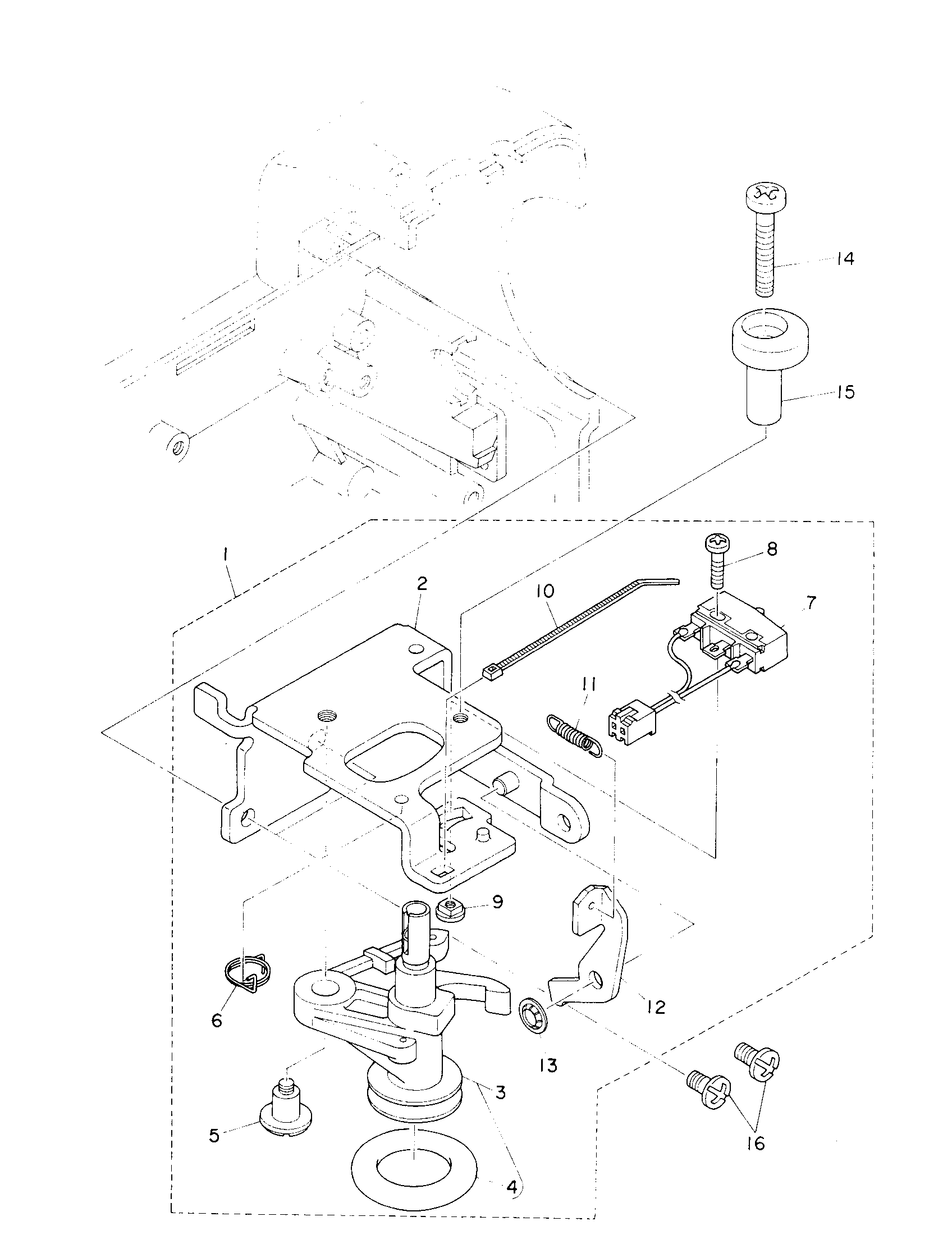 Singer QUANTUM XL-1 bobbin winder components diagram