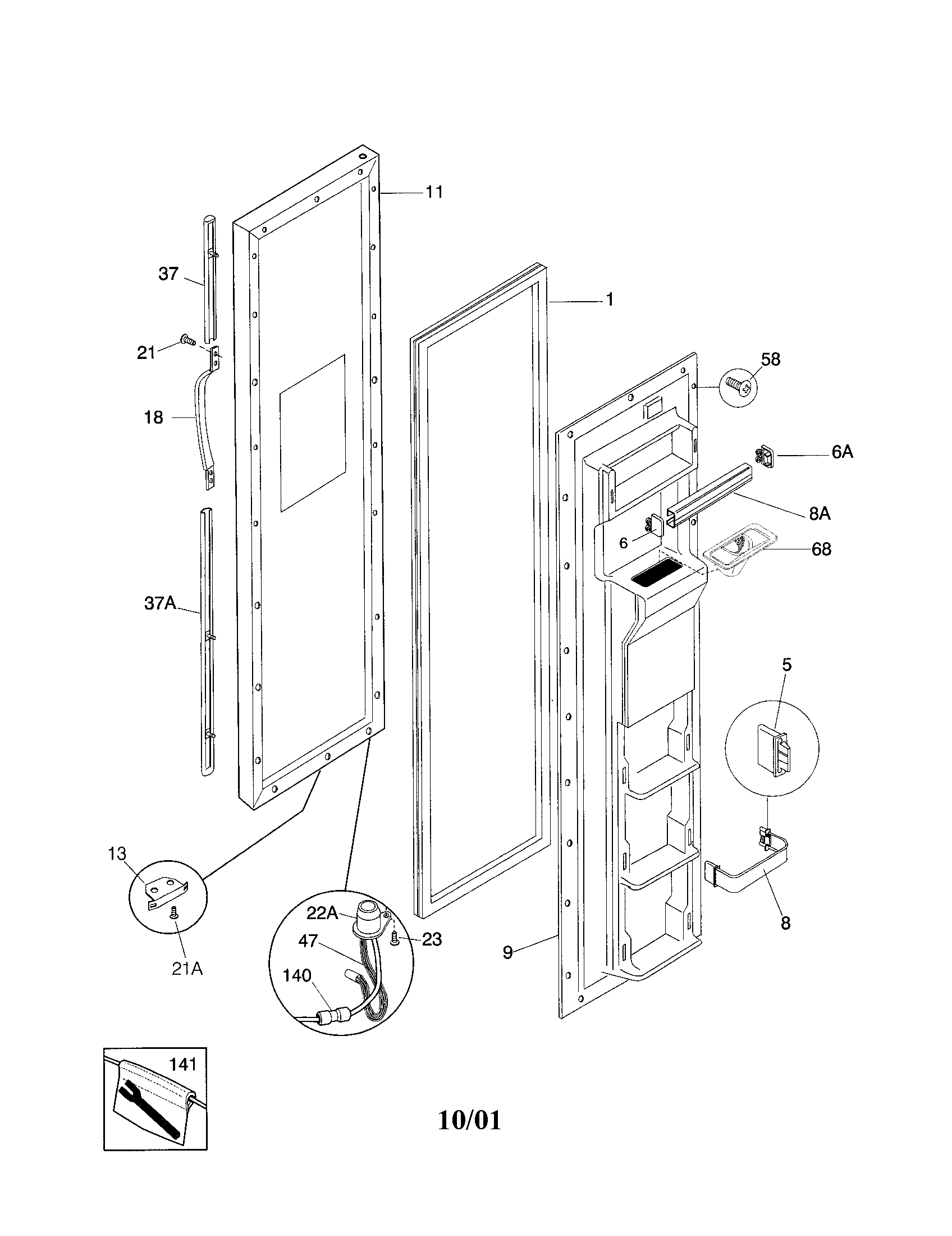 Frigidaire FRS24ZRHW3 freezer door diagram