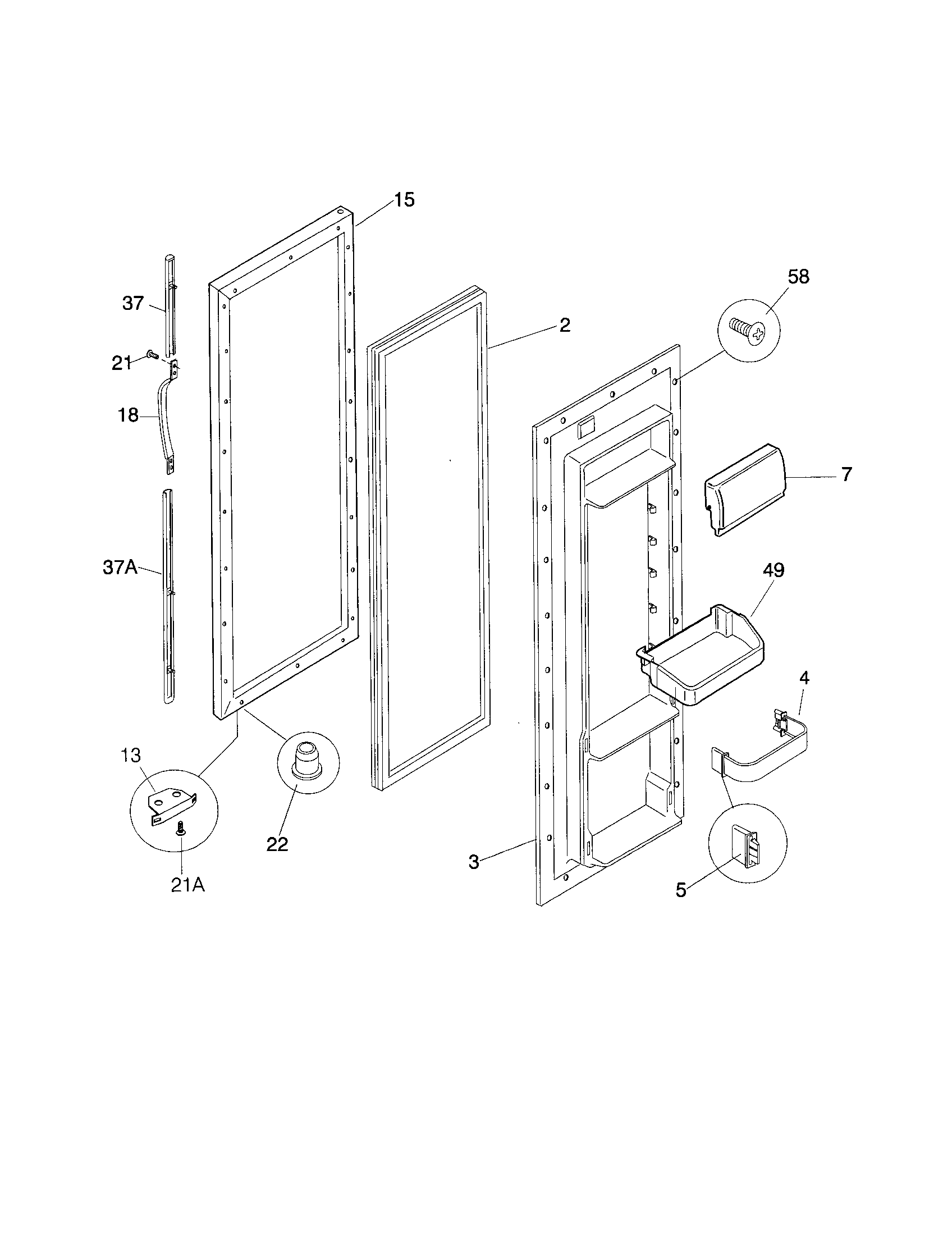 Frigidaire FRS24ZRHW3 refrigerator door diagram
