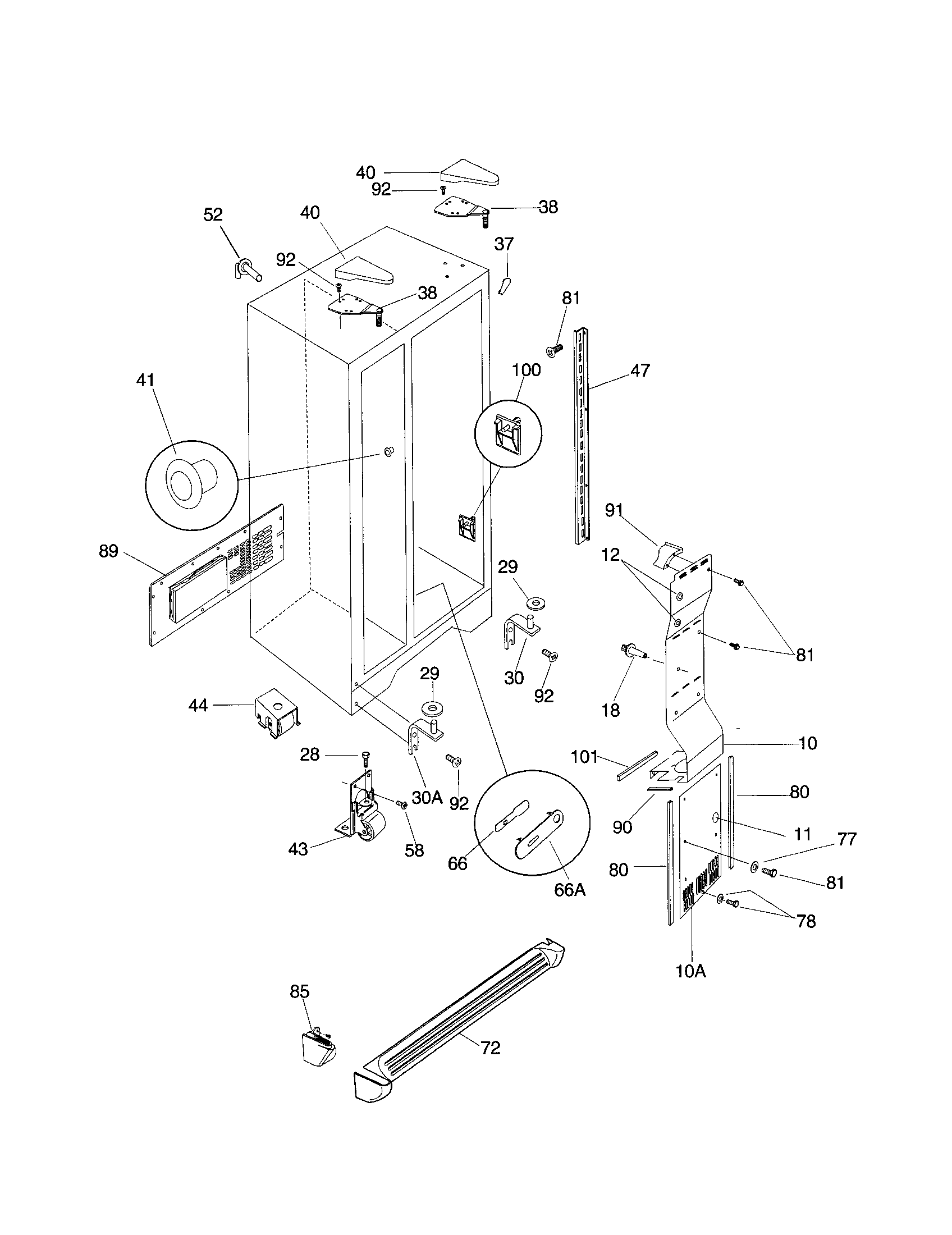 Frigidaire FRS24ZRHW3 cabinet diagram