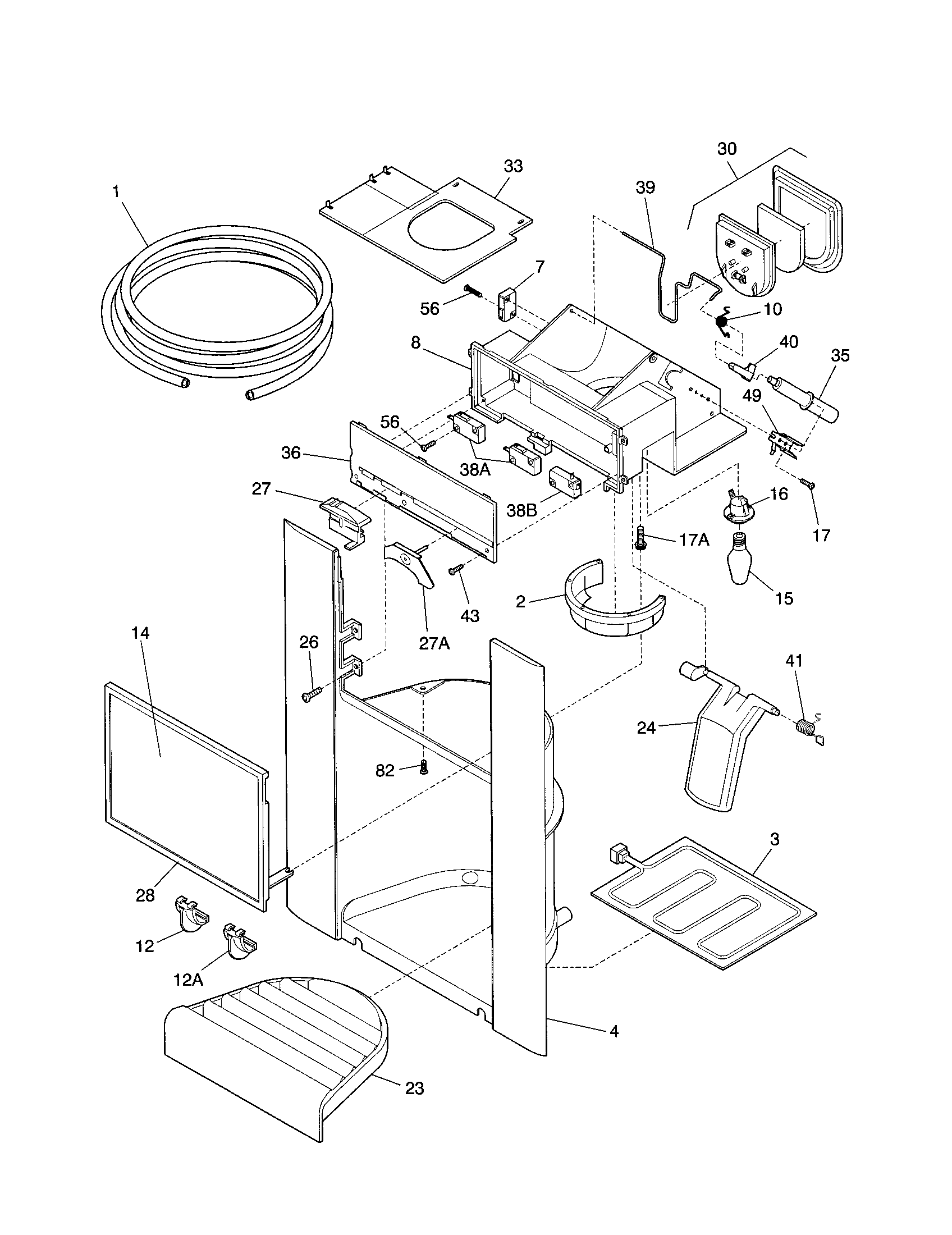 Frigidaire FRS24ZRHW3 dispenser diagram