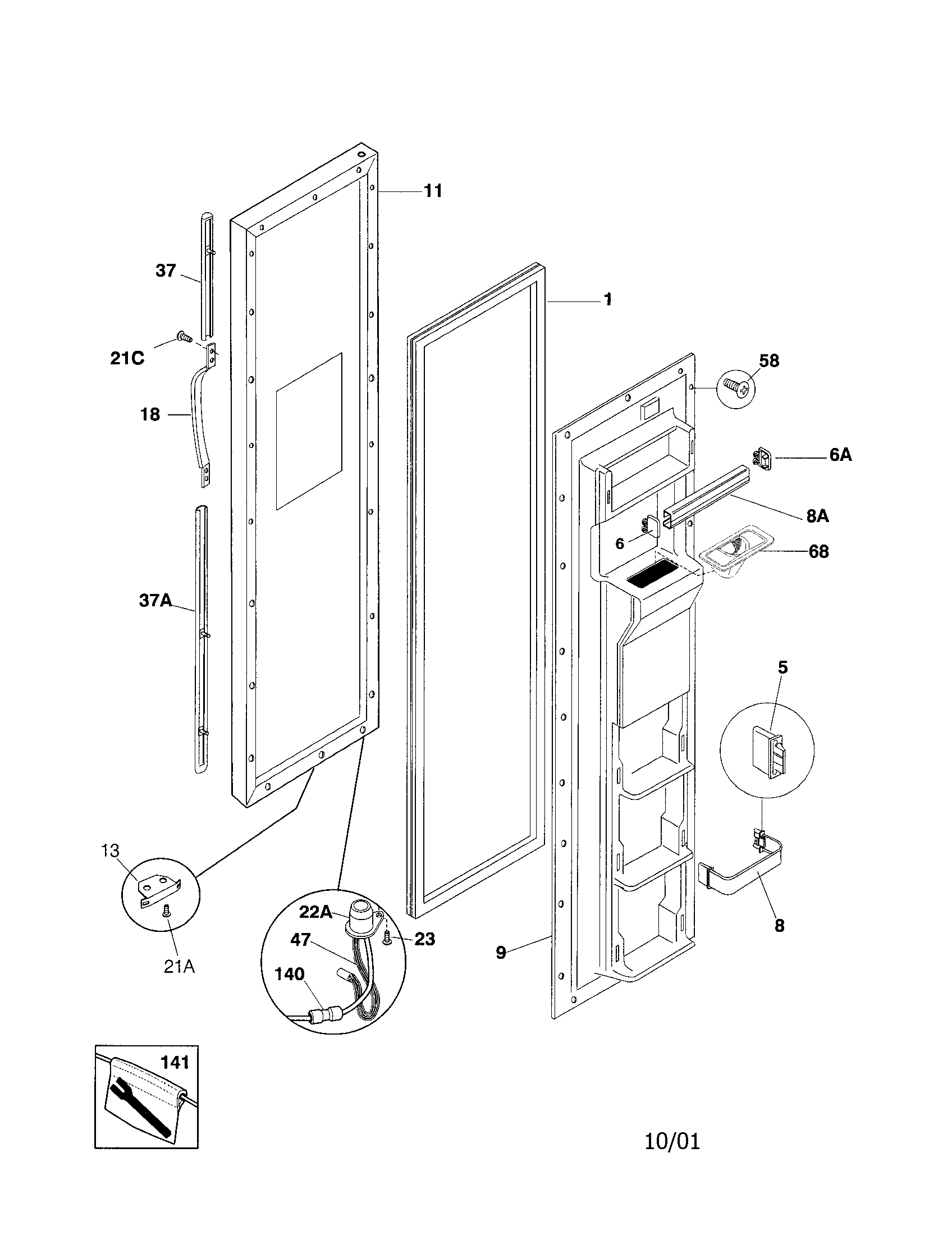 Frigidaire FRS26ZGHD3 freezer door diagram