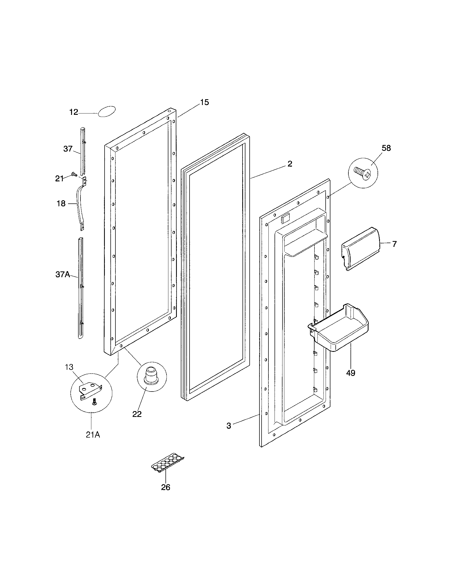 Frigidaire FRS26ZGHD3 refrigerator door diagram