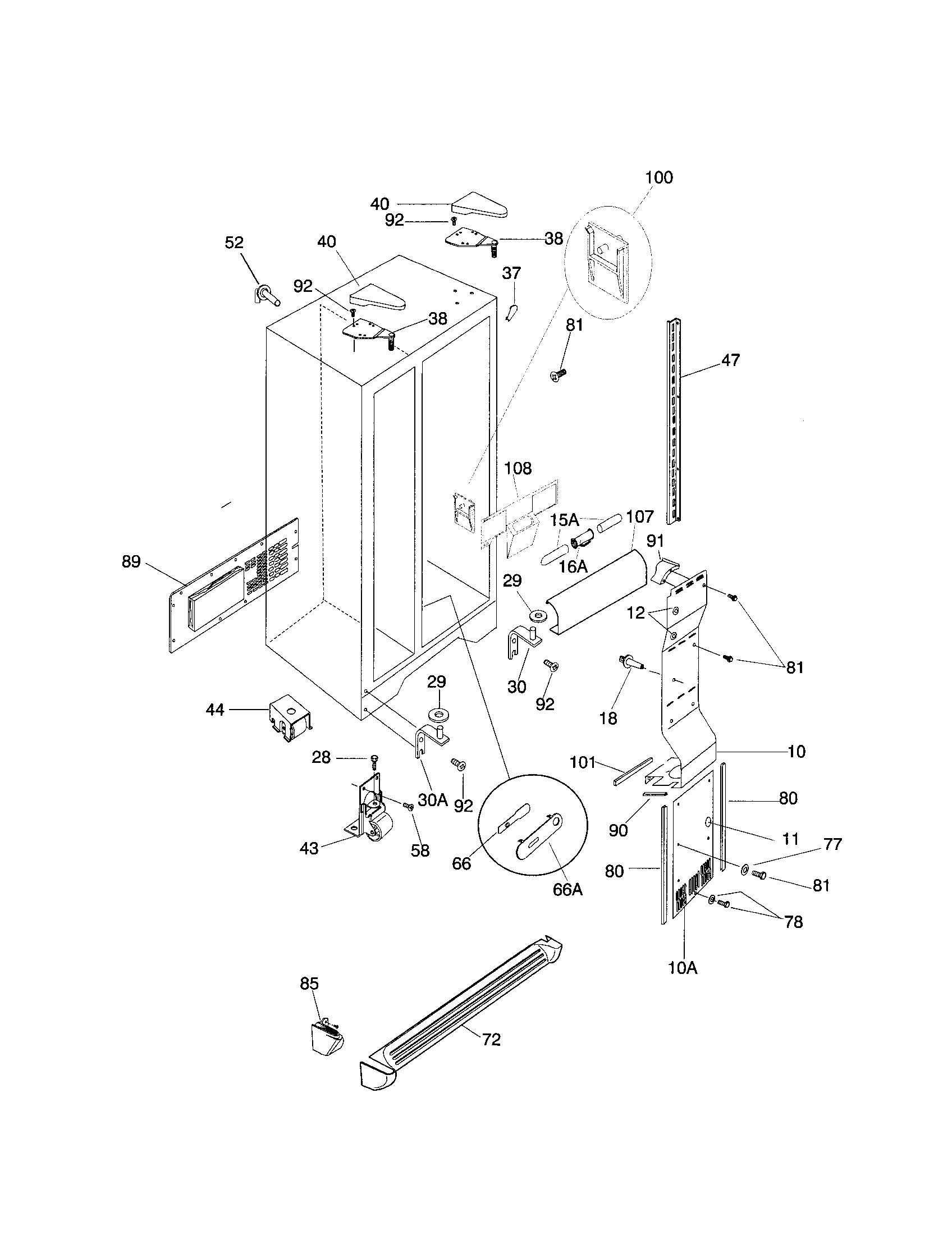 Frigidaire FRS26ZGHD3 cabinet diagram