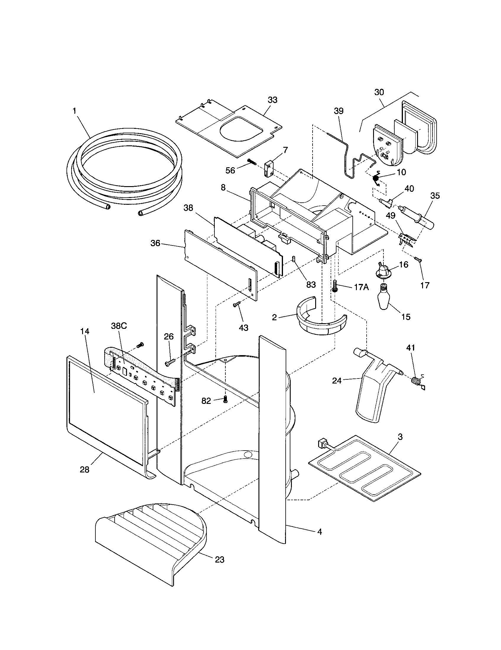 Frigidaire FRS26ZGHD3 dispenser diagram