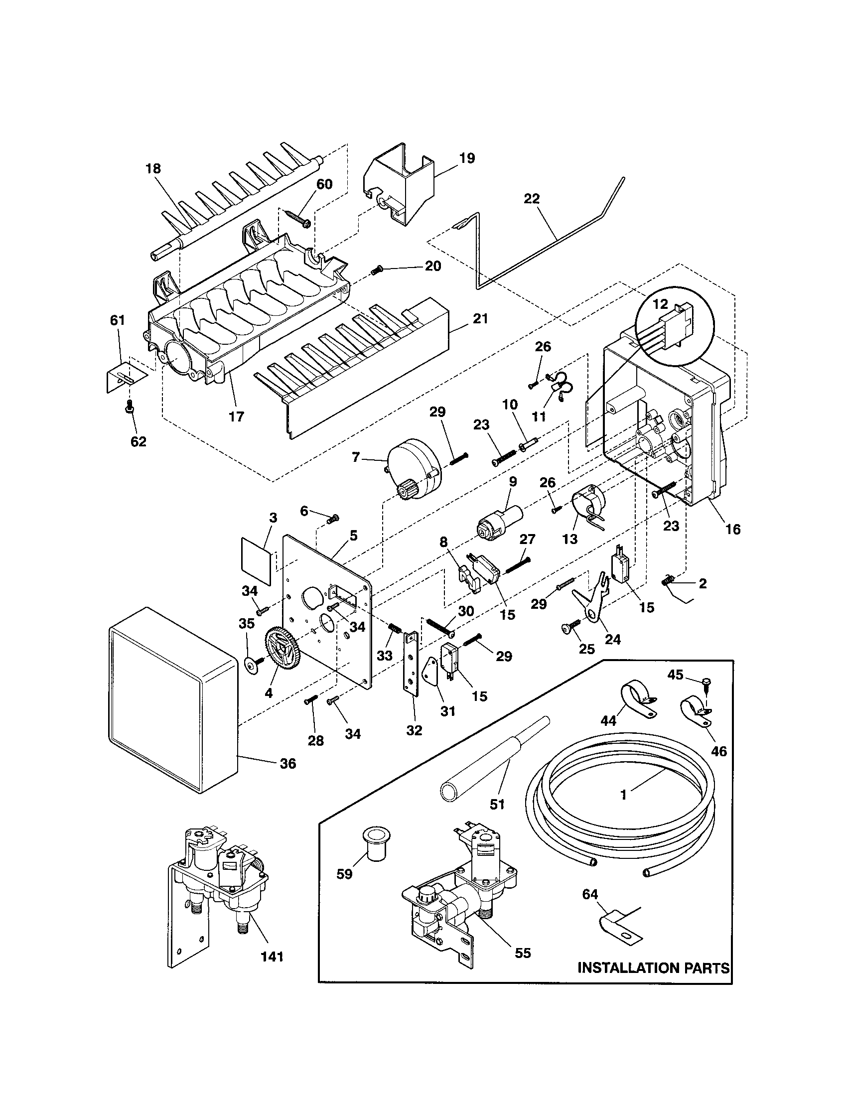 Frigidaire FRS26ZGHD3 icemaker diagram