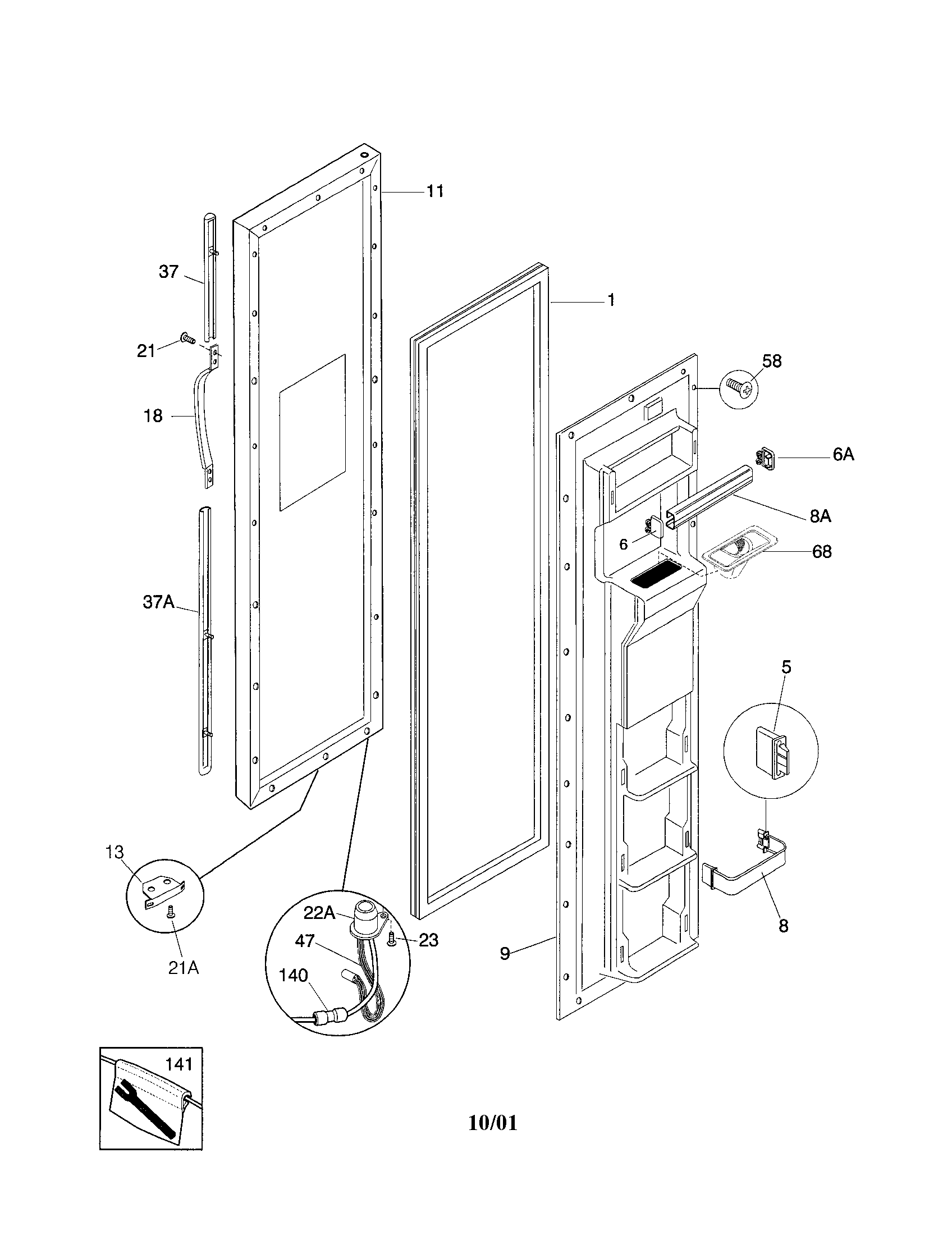 Frigidaire FRS26ZNHB1 freezer door diagram