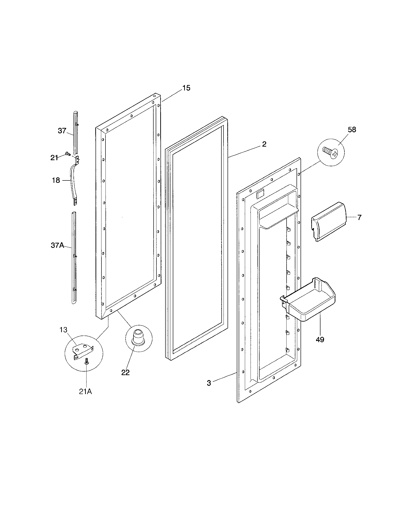 Frigidaire FRS26ZNHB1 refrigerator door diagram