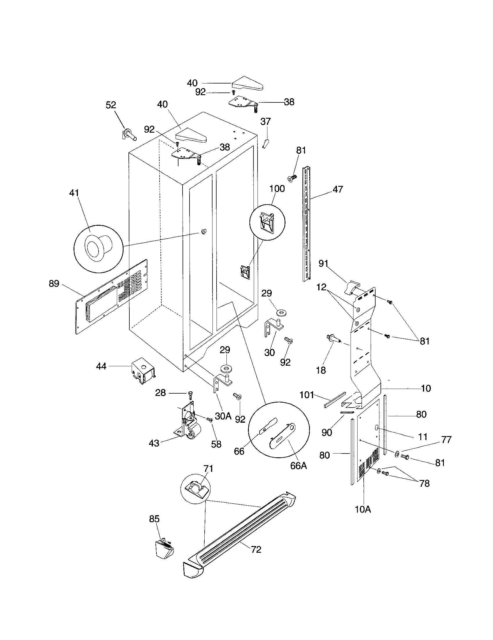 Frigidaire FRS26ZNHB1 cabinet diagram