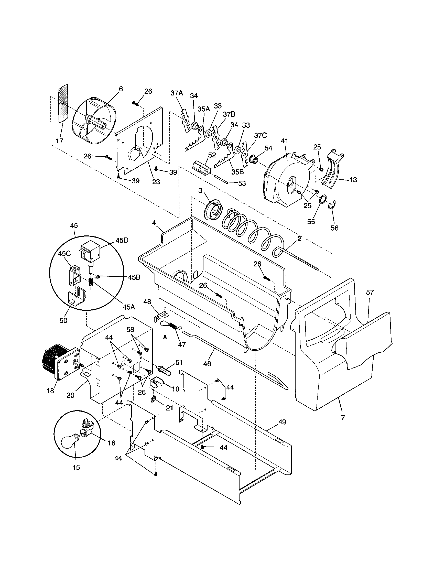 Frigidaire FRS26ZNHB1 ice container diagram