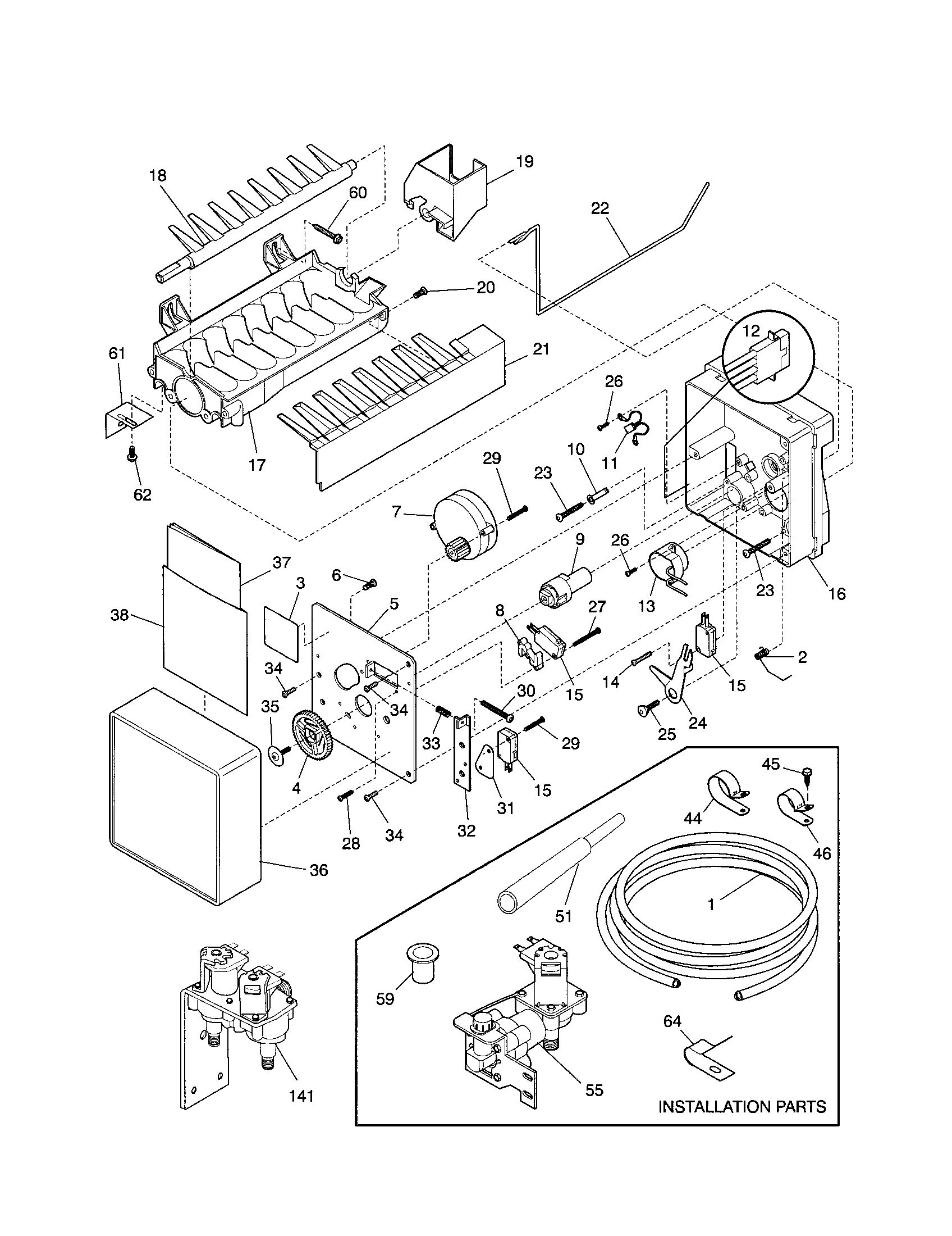 Frigidaire FRS26ZNHB1 ice maker diagram