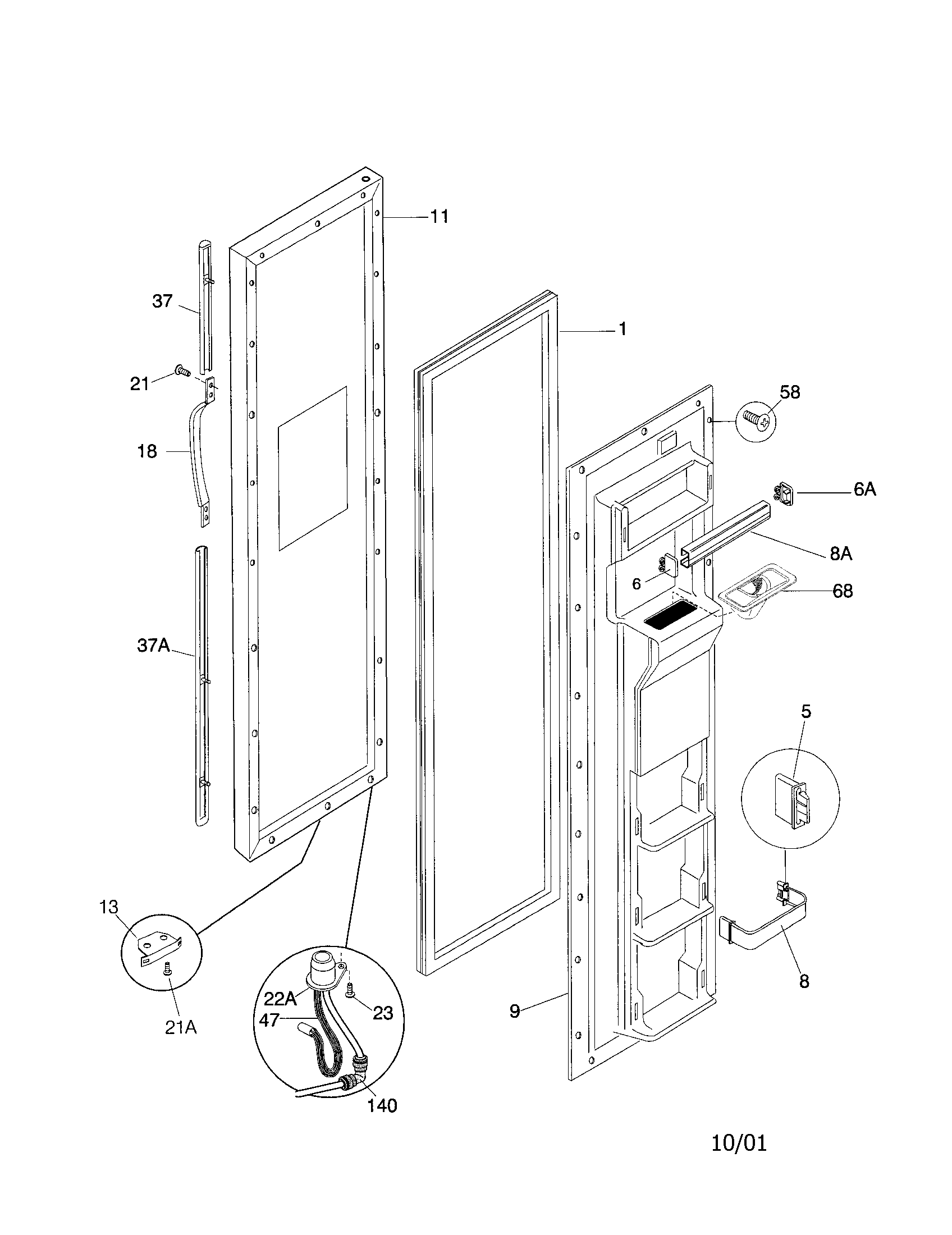 Frigidaire FRS26ZRGD4 freezer door diagram