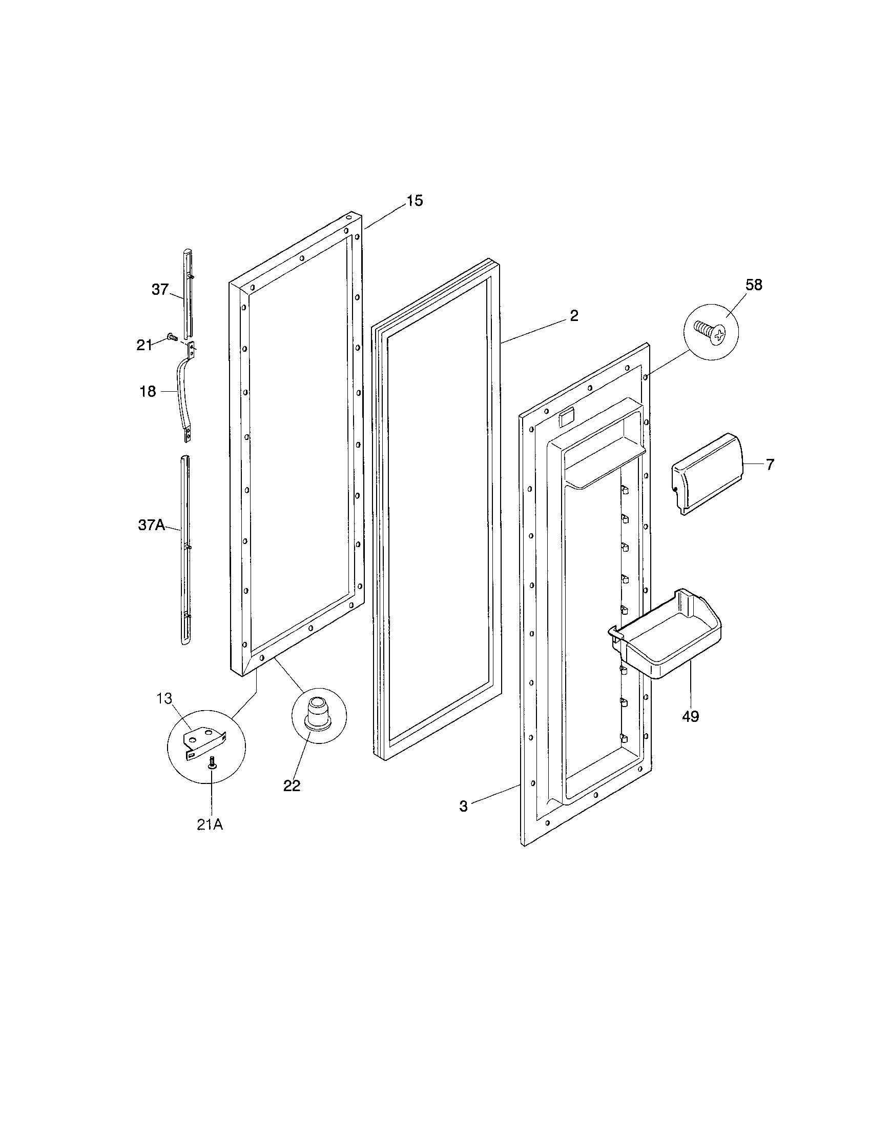 Frigidaire FRS26ZRGD4 refrigerator door diagram