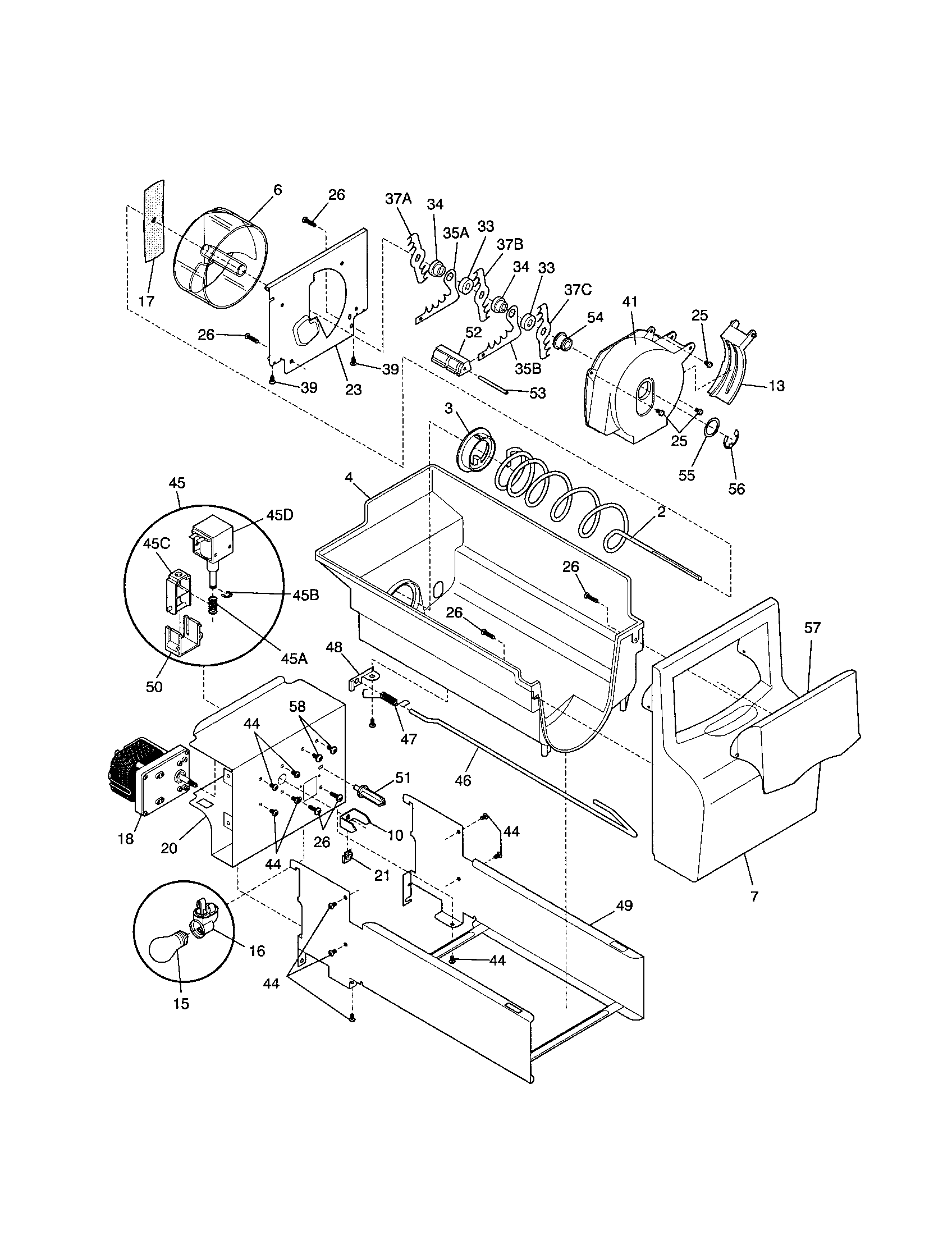 Frigidaire FRS26ZRGD4 ice container diagram
