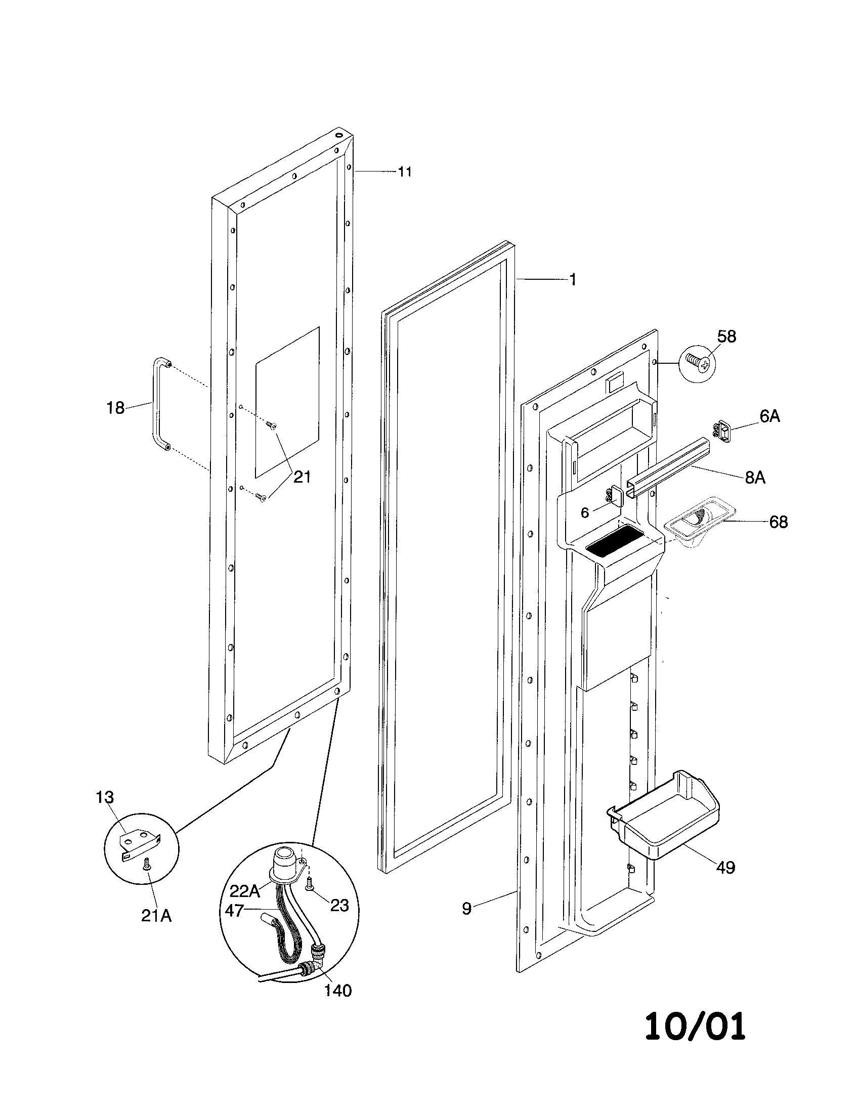 Frigidaire FRS26ZSGW3 freezer door diagram