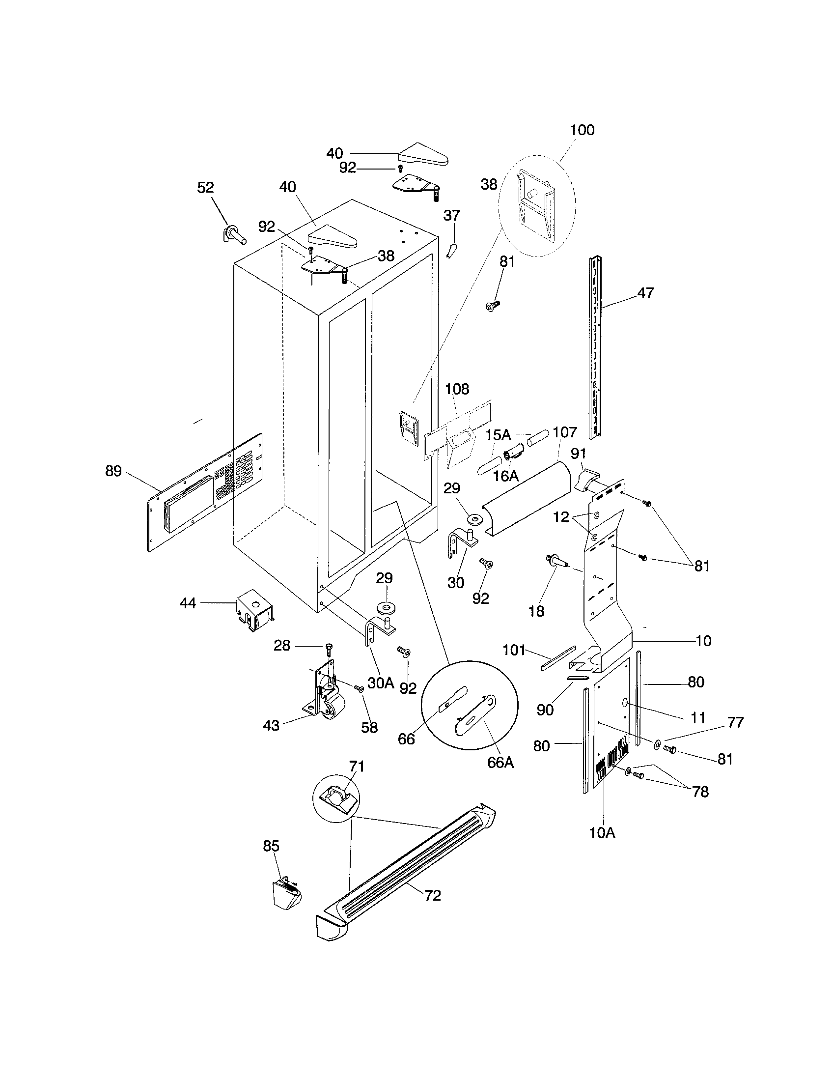 Frigidaire FRS26ZSGW3 cabinet diagram