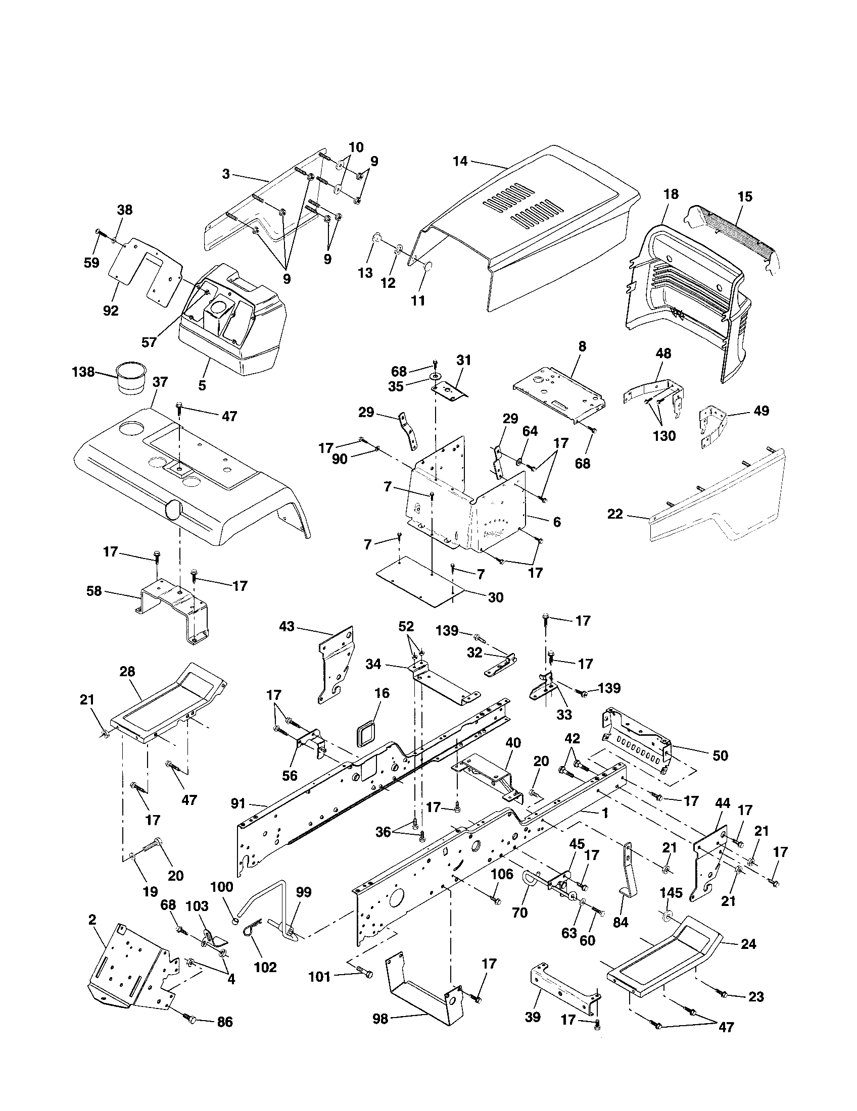 Poulan PRGT20H50B chassis and enclosures diagram