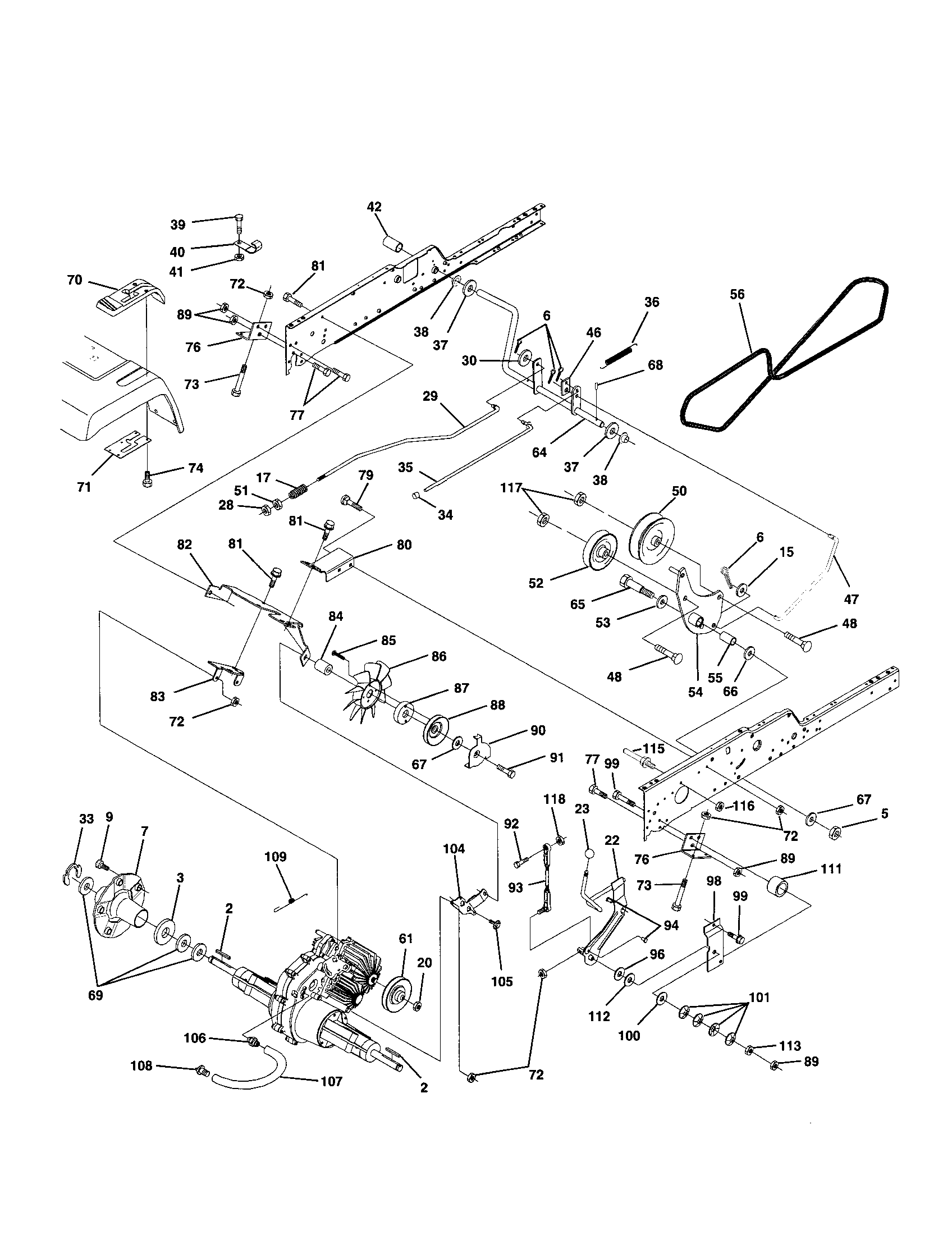 Poulan PRGT20H50B ground drive diagram