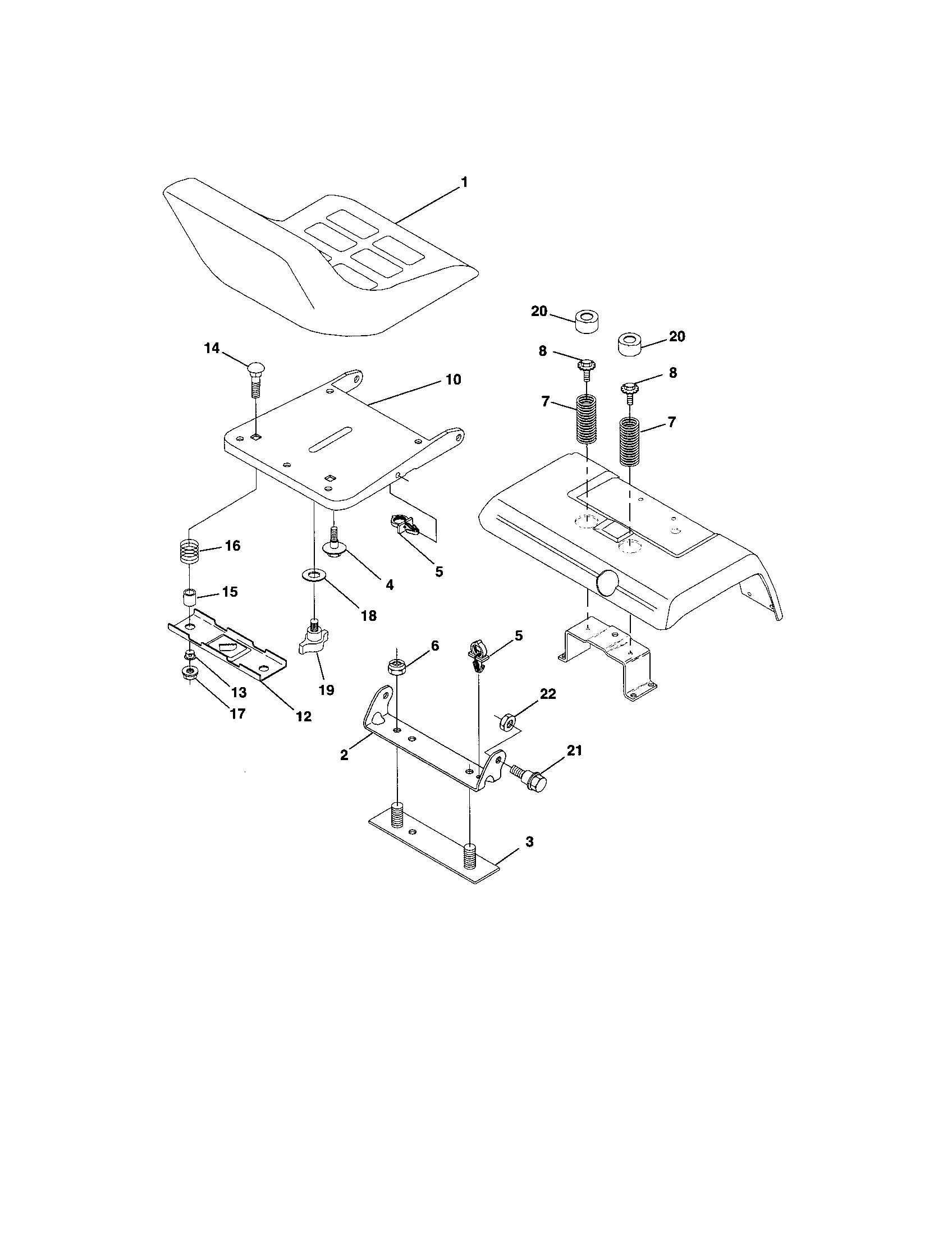 Poulan PRGT20H50B seat assembly diagram