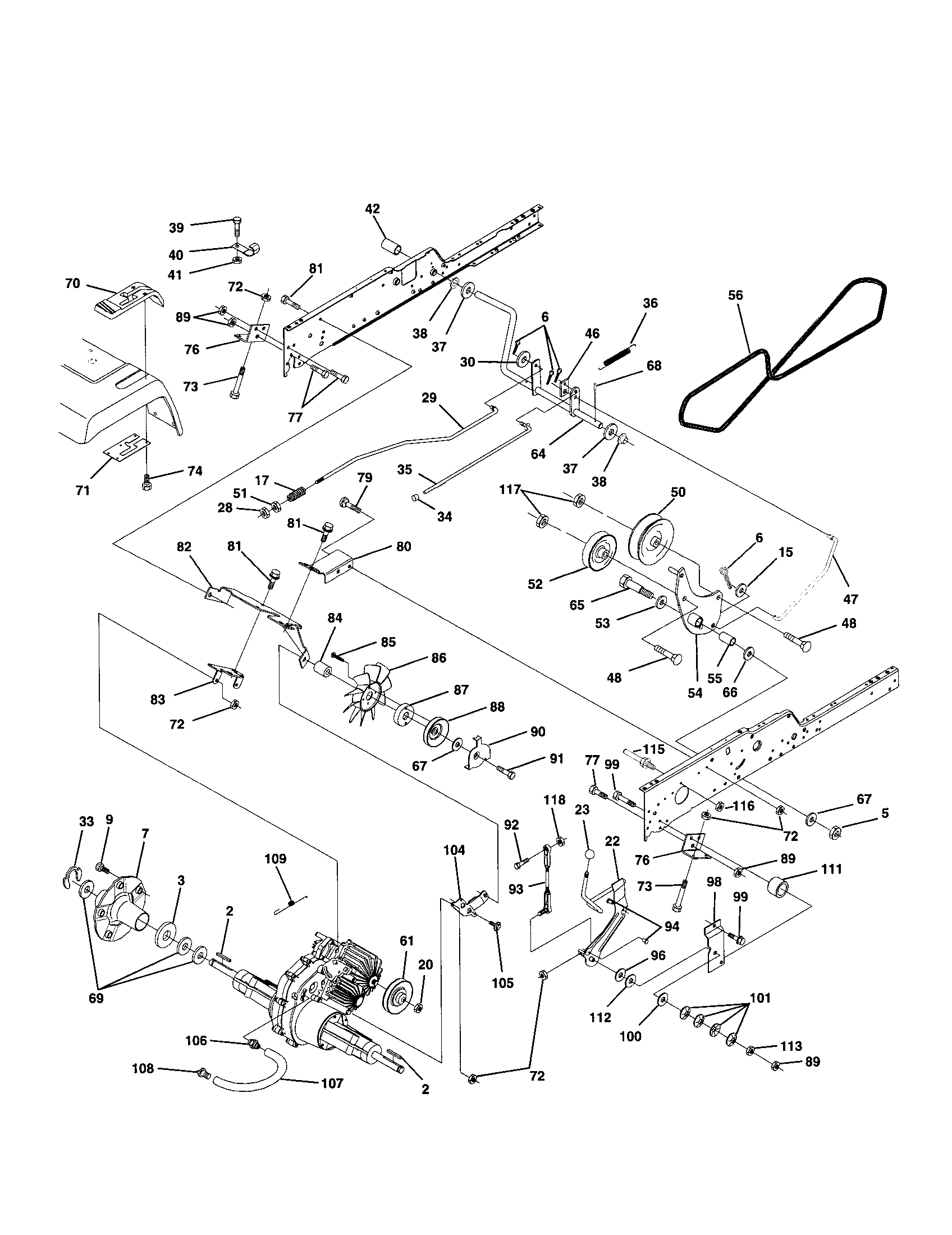 Poulan PRGT20H50A ground drive diagram