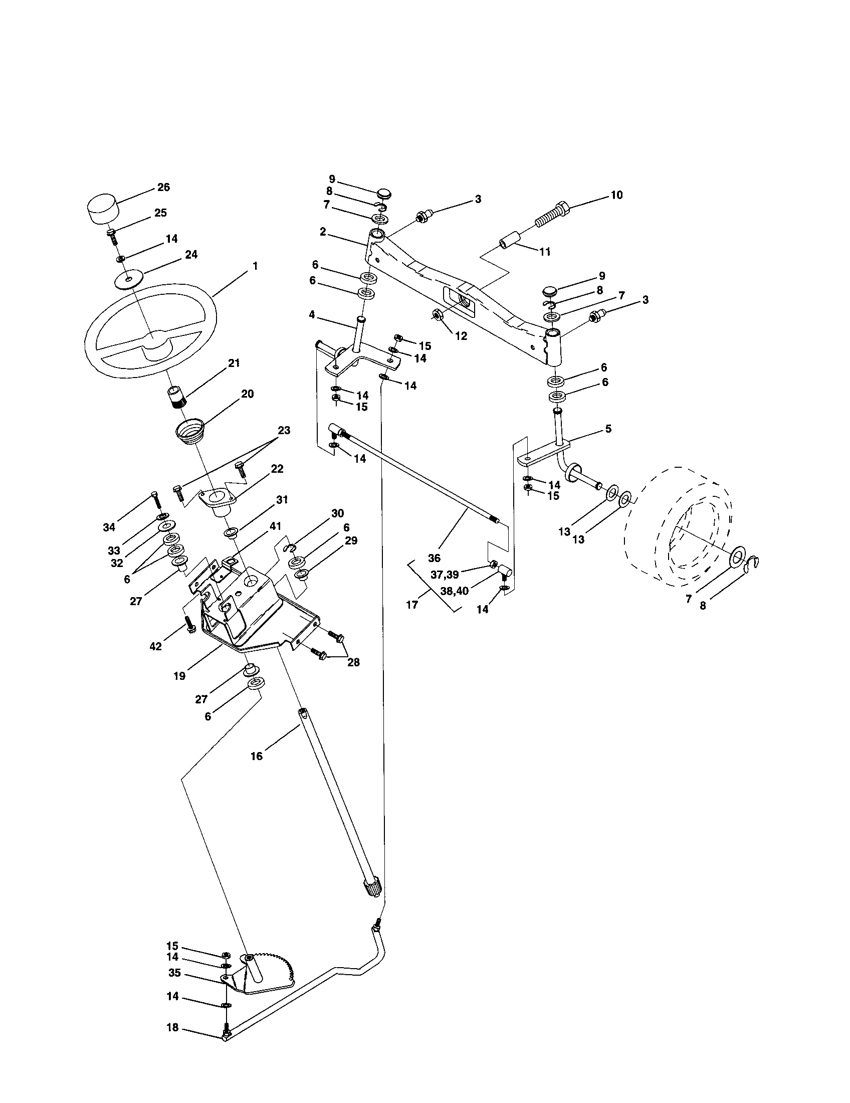 Poulan PRGT20H50A steering assembly diagram