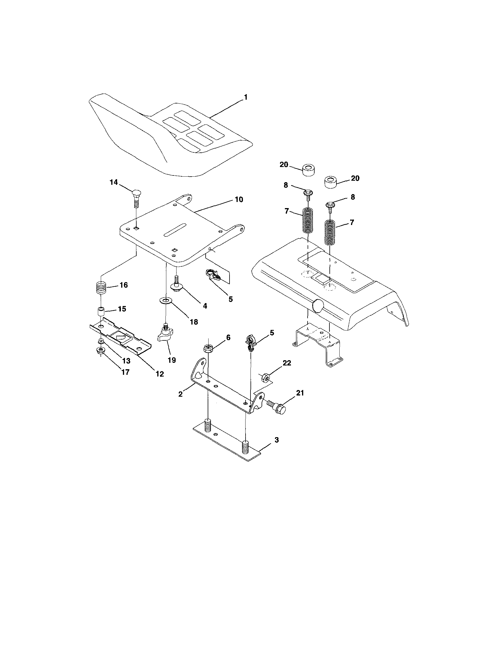 Poulan PRGT20H50A seat assembly diagram