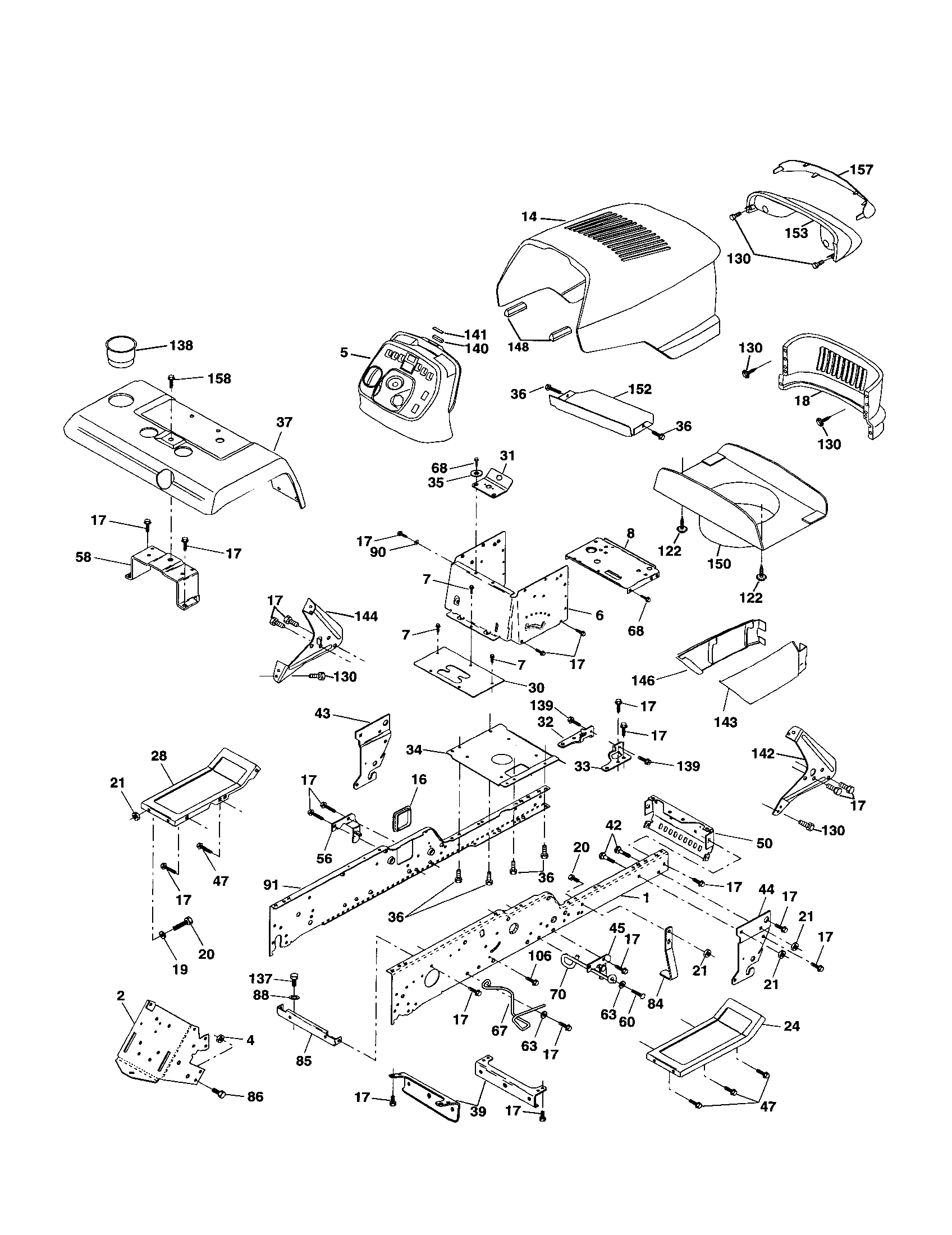 Poulan PRGT2046B chassis and enclosures diagram