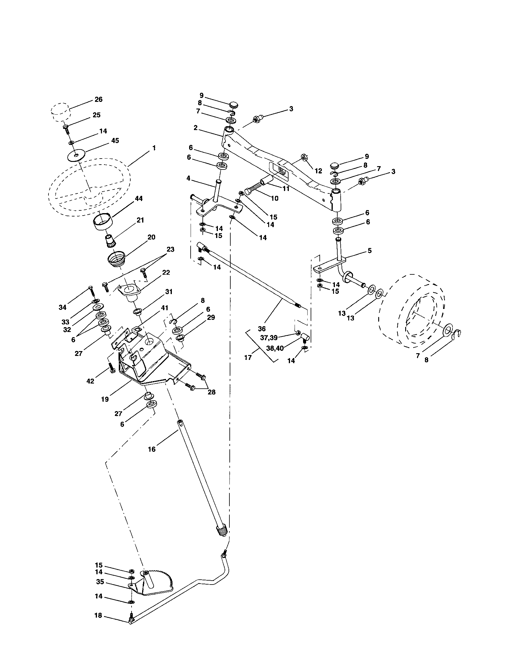Poulan PRGT2046B steering assembly diagram