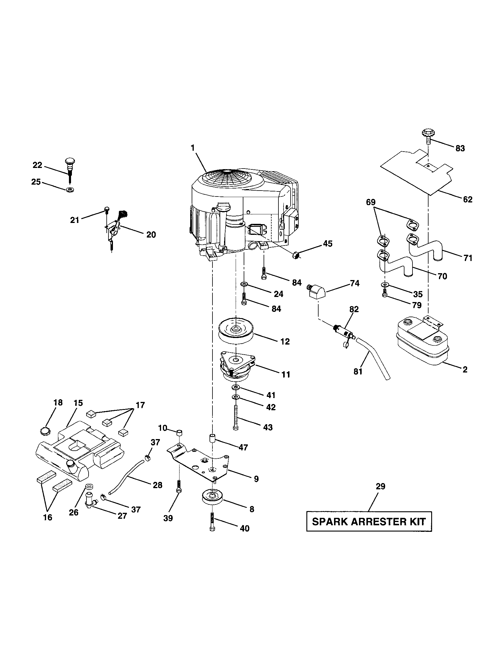 Poulan PRGT2046B engine diagram