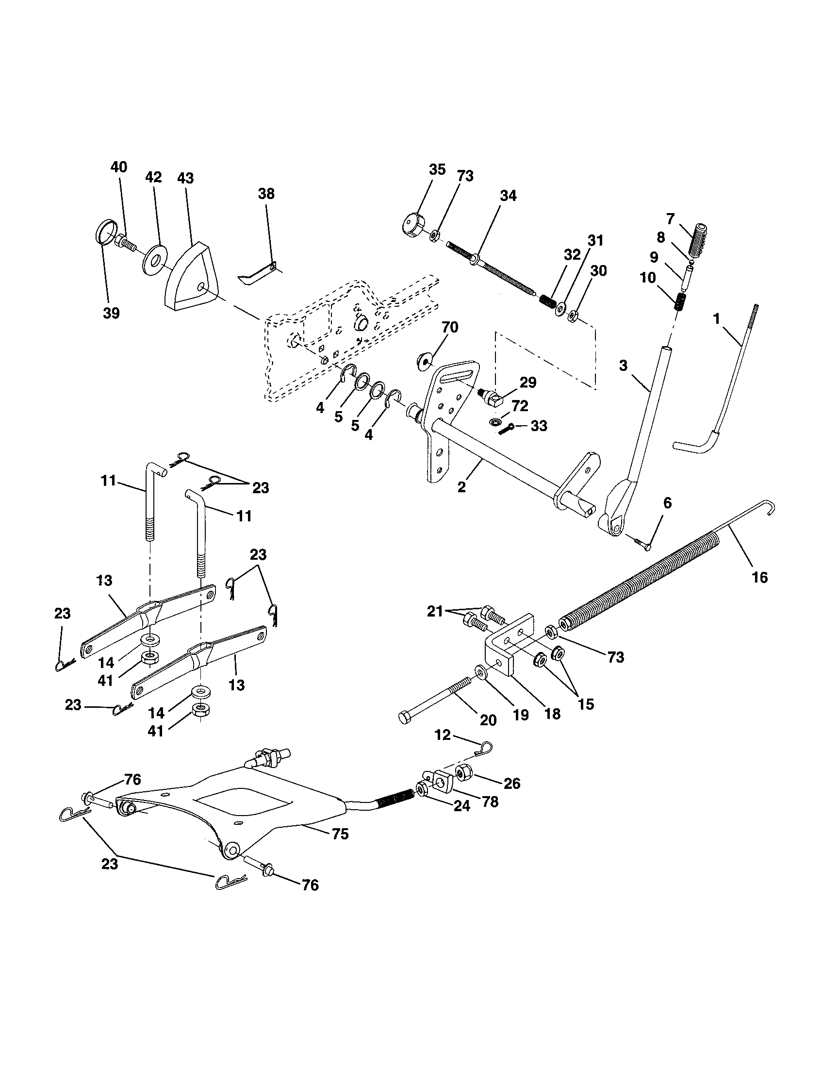 Poulan PRGT2046B lift assembly diagram