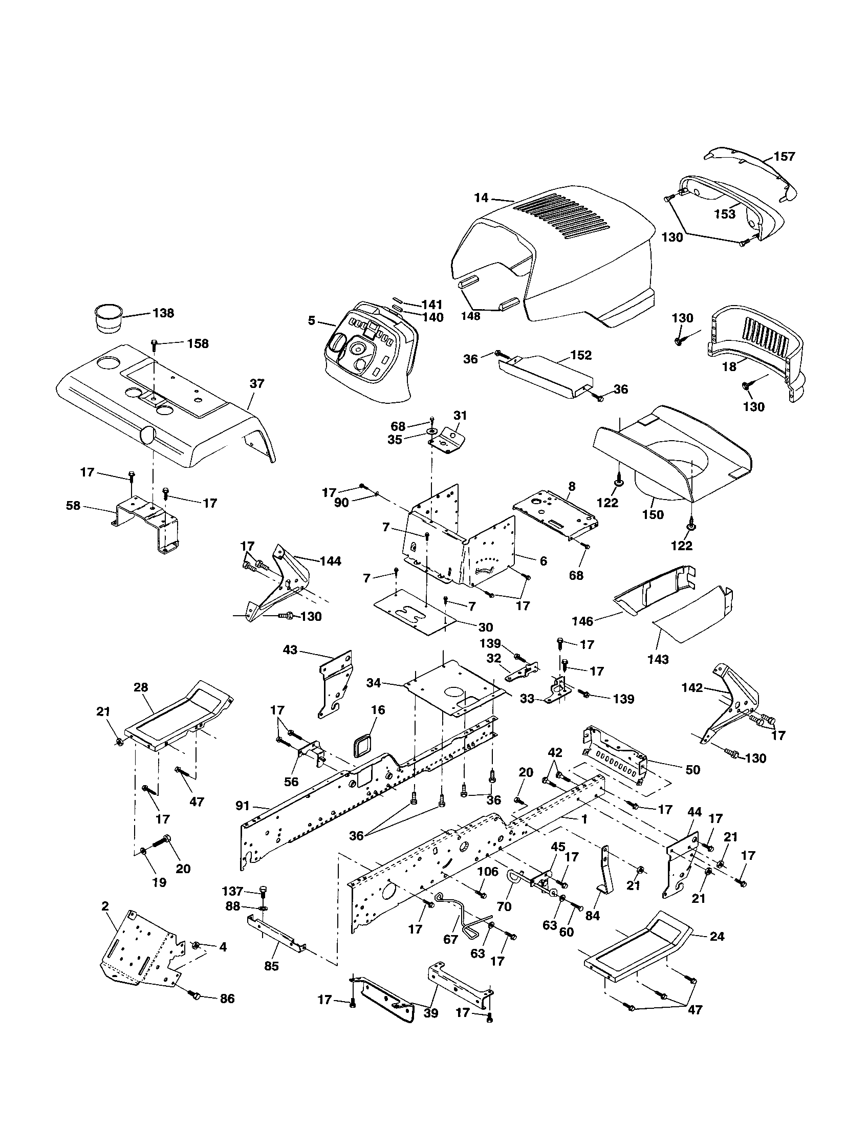 Poulan PRGT2046A chassis and enclosures diagram