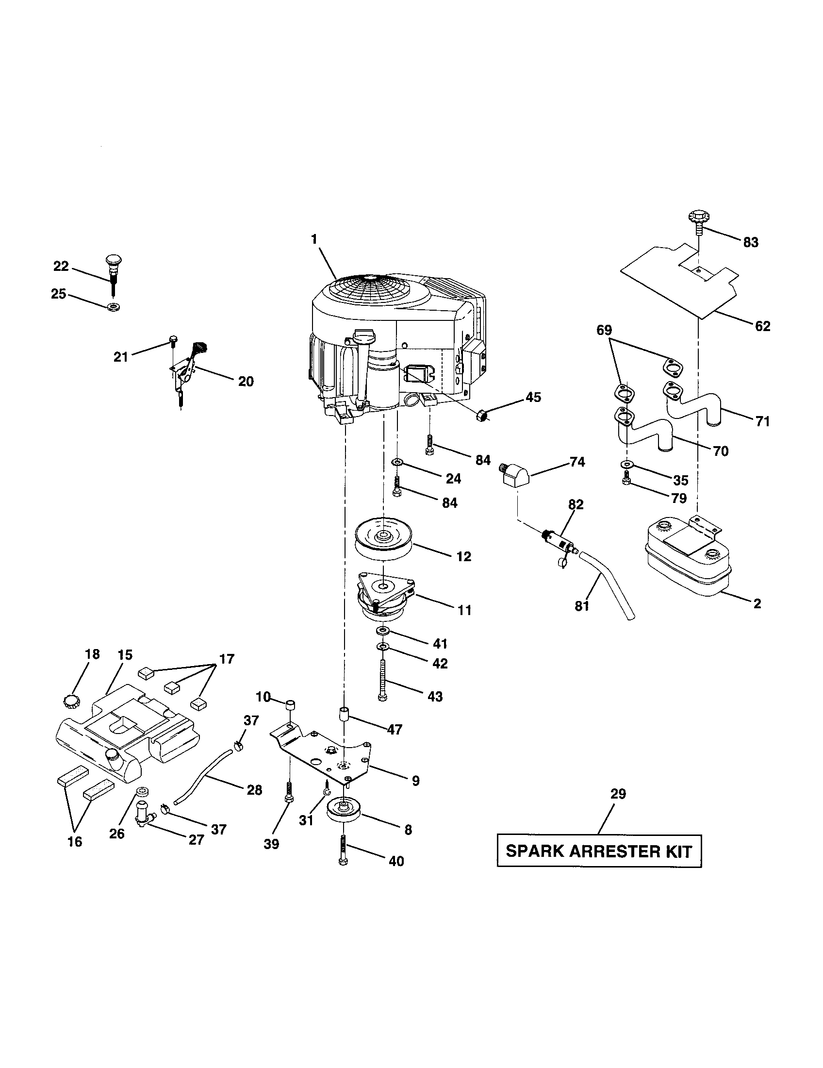 Poulan PRGT2046A engine diagram