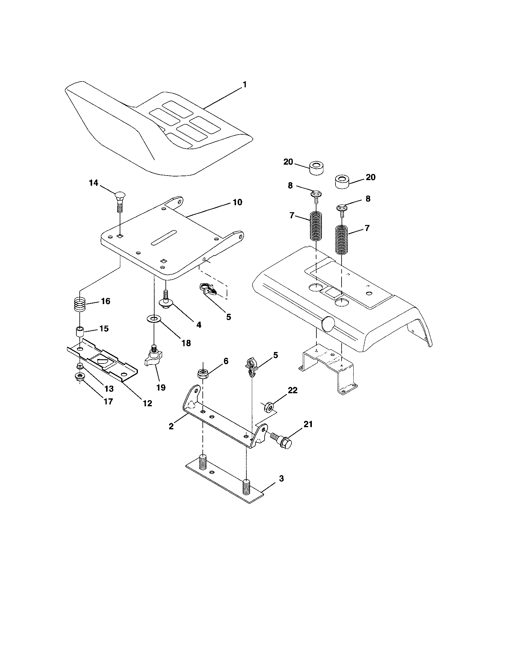 Poulan PRGT2046A seat assembly diagram